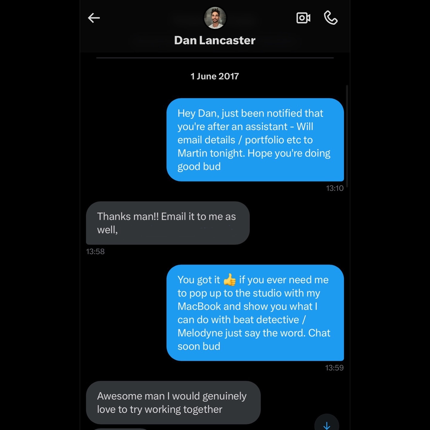 A lot happens in 7 years 🤯.. It’s genuinely not lost on me how lucky I am to work alongside @danjlancaster - Appreciate you giving me that chance that changed so much! And loads more sick music to come I’m sure 😏