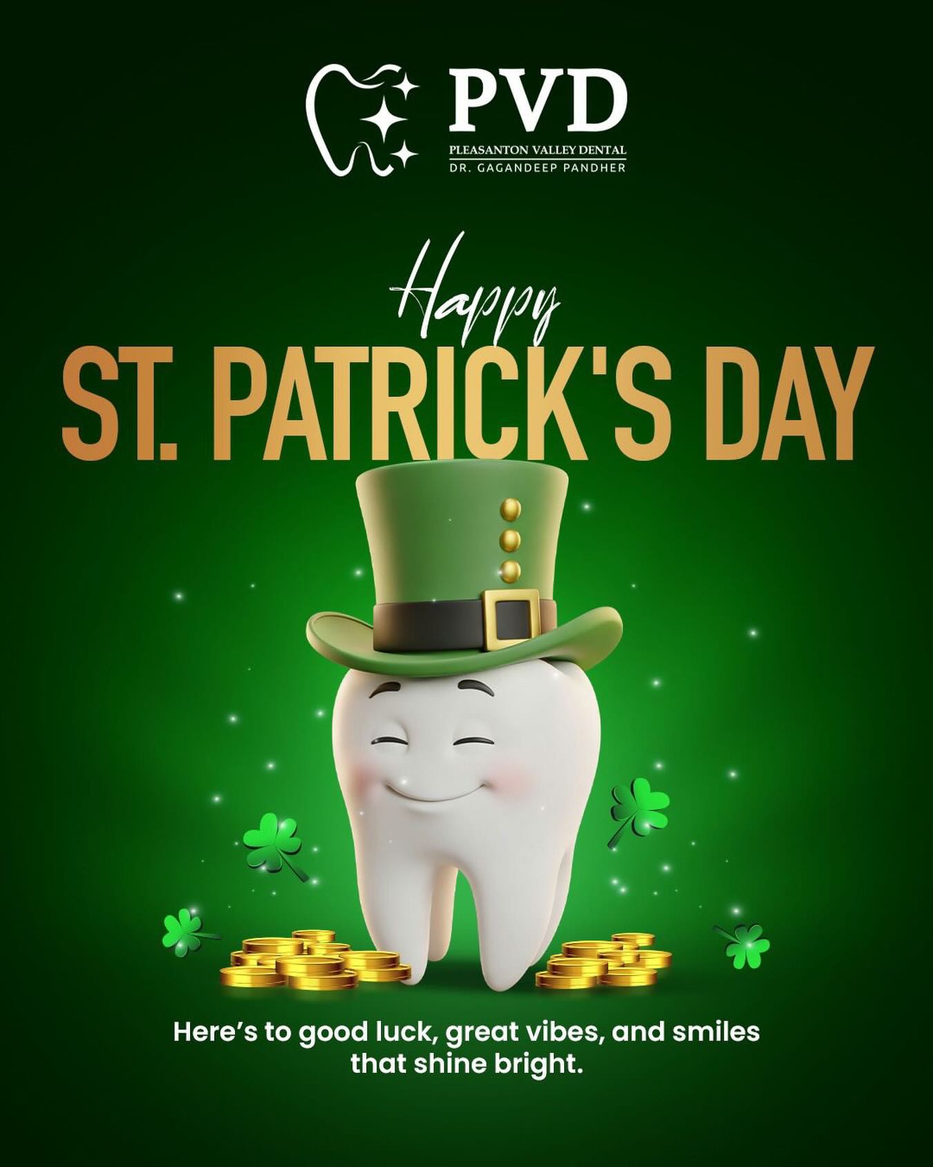 Wishing you a lucky day filled with smiles 🍀
#pleasantonvalleydental #pvd #stpatricksday #dentist #dentalclinic