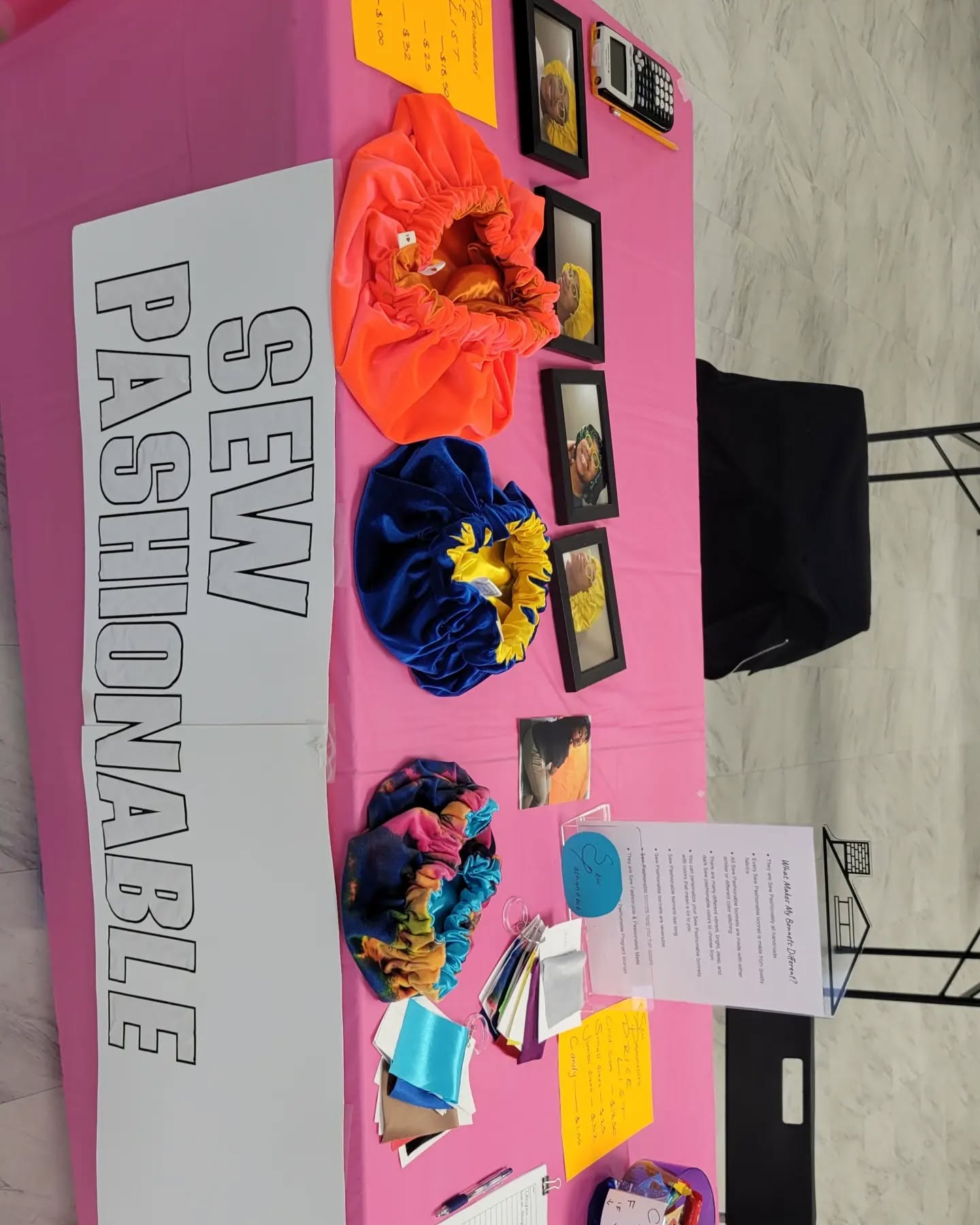 For my First Pop up event, I did great! And I'm so excited to expand!
-Go to my Etsy Shop, look at all my colors, and get your own personalized bonnet made!
-Link to Etsy Shop in Bio