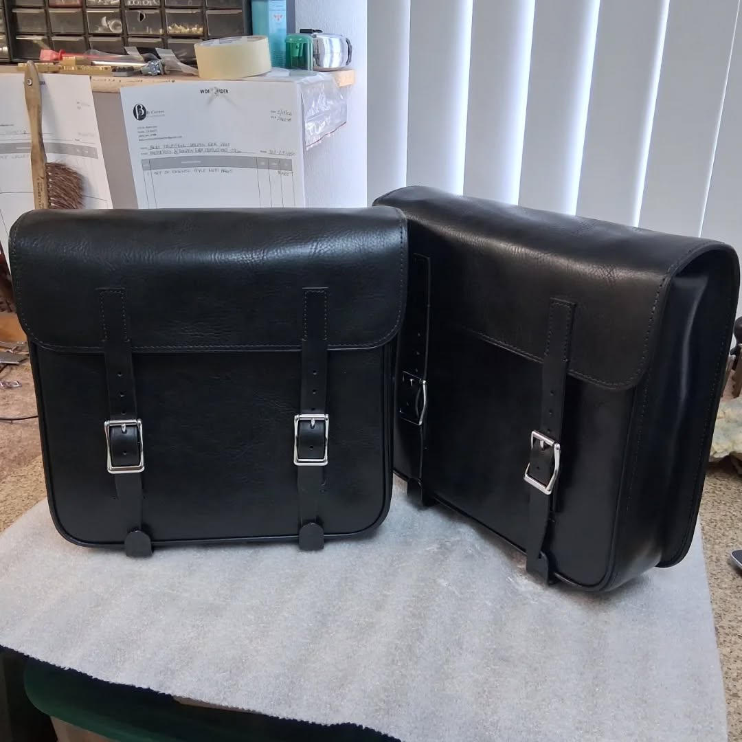 Just finished these English style moto bags for a customers 1953 Francis Barnett motorcycle. #francisbarnett #motorcycle #motorcyclelife #biker
