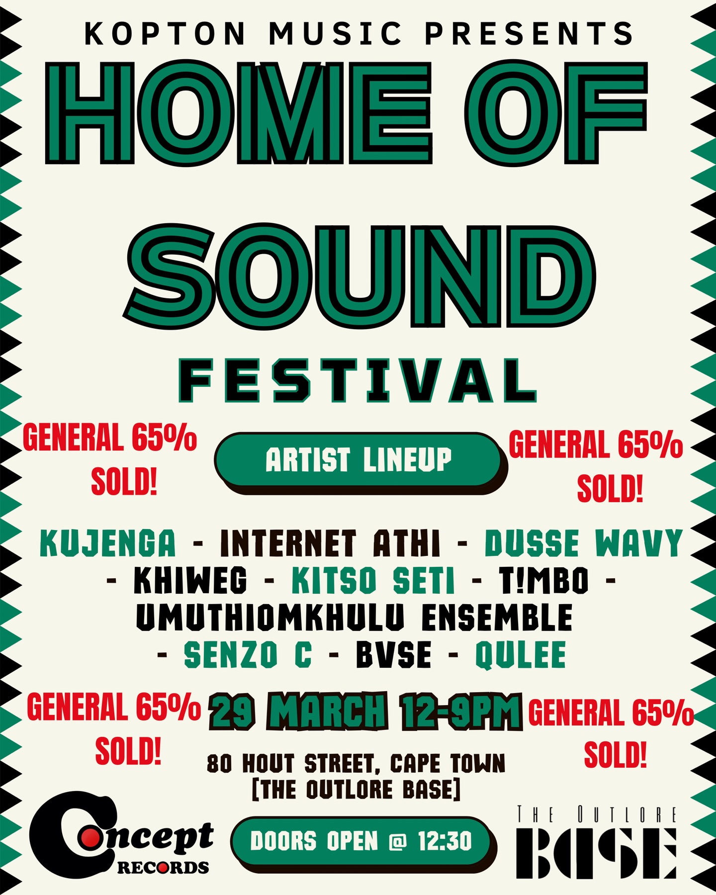 We’re so excited to share that General tickets for Home of Sound are 65% sold!🎫💃🏿🇿🇦🔥Get yours on Quicket or the link in bio!
#homeofsoundfestival #koptonmusic #capetown #jazz #capetownjazz