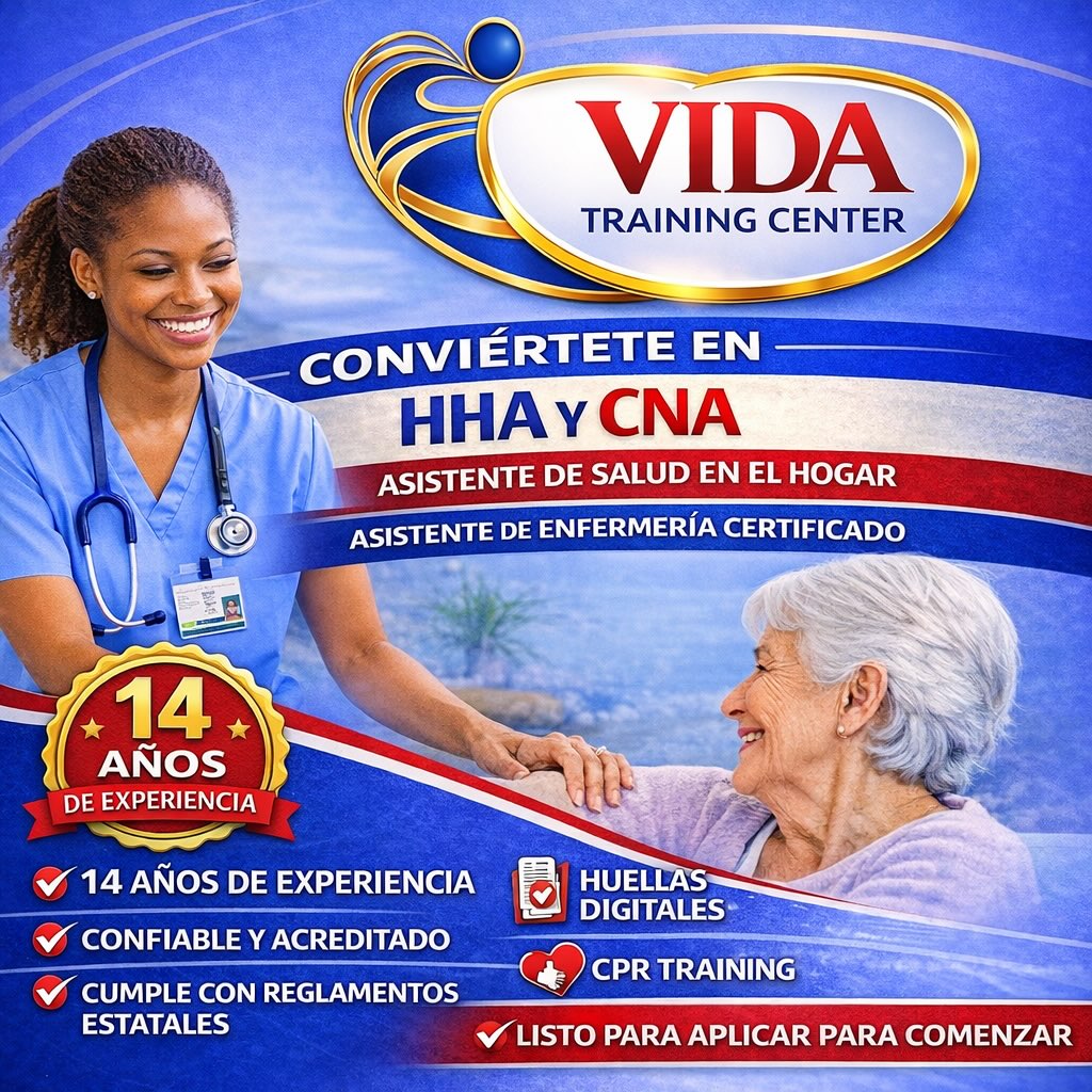 🎓 Start your career in healthcare today!
Join VIDA Training Center’s HHA & CNA Programs and gain the skills you need to make a real difference and begin a healthcare career 💙
✅ Hands-on training
✅ Experienced instructors
✅ Job-ready skills
✅ Flexible schedules
Take the first step toward a stable and rewarding career!
📞 786-316-7106
📍 4355 W 16 Ave Ste 211, Hialeah, FL 33012
#VIDATrainingCenter #HHAProgram #CNAProgram #HealthcareCareers #MiamiCareers
———
🎓 ¡Comienza tu carrera en el área de la salud hoy!
Únete a los programas de HHA y CNA en VIDA Training Center y adquiere las habilidades necesarias para hacer una verdadera diferencia 💙
✅ Entrenamiento práctico
✅ Instructores con experiencia
✅ Preparación para el trabajo
✅ Horarios flexibles
¡Da el primer paso hacia una carrera estable y gratificante!
📞 786-316-7106
📍 4355 W 16 Ave Ste 211, Hialeah, FL 33012