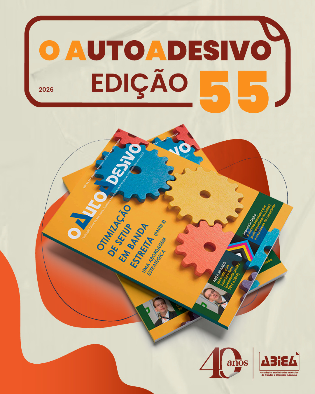A nova edição da revista está no ar!
A matéria de capa traz a segunda parte da análise sobre Otimização de Setup em flexografia banda estreita, destacando estratégias que ajudam convertedores a ganhar eficiência, reduzir tempos de parada e aumentar a produtividade.
Outro tema em destaque aborda a impressão digital e como essa escolha tecnológica pode se tornar uma decisão estratégica capaz de impulsionar — ou até limitar — o crescimento das empresas do setor.
Dando continuidade à celebração dos 40 anos da ABIEA, uma entrevista especial com Francisco Neto (presidente da gestão 2012–2014), que relembra momentos importantes da entidade e afirma: “A ABIEA foi um divisor de águas como empresário.”
Boas vindas ao novo associado: PMG GROUP
E mais: cobertura dos principais eventos do setor, com destaque para a Expoprint, que acontece nos próximos dias, e a Flexo & Labels, que acontecerá em maio.
Conteúdo estratégico, notícias de mercado e as principais movimentações da indústria de rótulos e etiquetas.