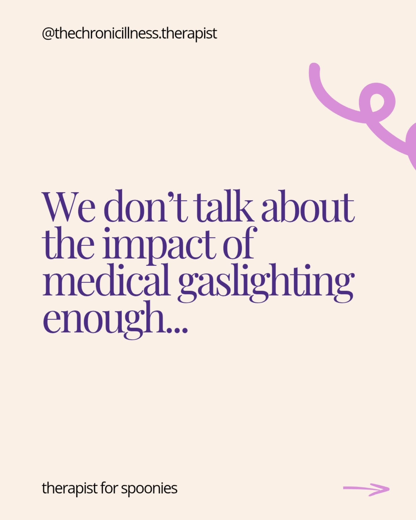 If you've heard "it's probably anxiety" more times than you can count swipe on ➡️
Learning to recognise that the reason we feel small is through no fault of our own and moving forward with courage is what we can achieve together in therapy 💜
Because the physical toll of a chronic illness is difficult enough, without adding to the mental one.
#chronicillness #medicalgaslighting #spooniesupport