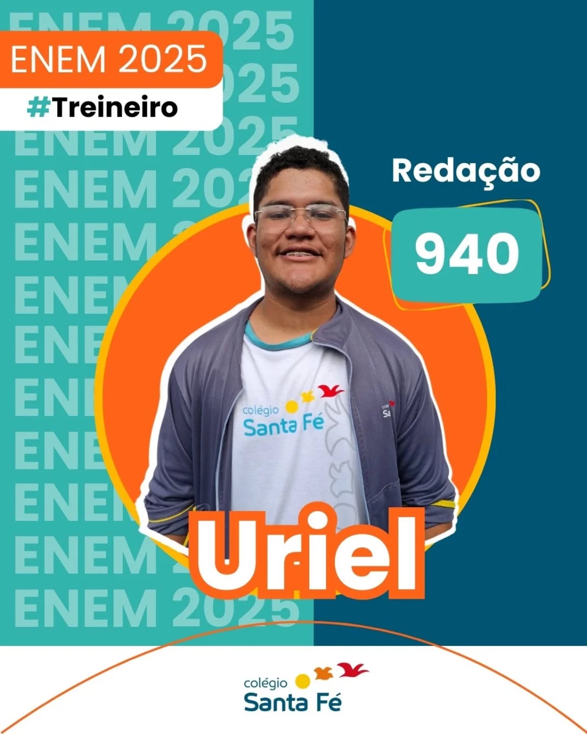 RESULTADO QUE INSPIRA 💙
940 na Redação do ENEM Treineiro.
Enquanto muitos ainda estão “começando a pensar” no futuro, nossos alunos já estão construindo ele, na prática.
Parabéns, Uriel! 👏
Esse é só o começo de uma trajetória brilhante.