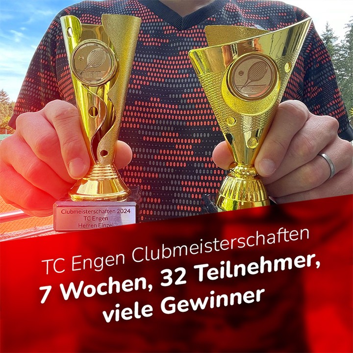 TC Engen Clubmeisterschaften
7 Wochen, 32 Teilnehmer, viele Gewinner
Bei herrlichem Altweibersommerwetter fanden am vergangenen Sonntag, 22. September, einige Endspiele der diesjährigen internen Vereinsmeisterschaften des Tennisclubs Engen 1925 e.V. statt.
Sieben Wochen lang hatten sich die insgesamt 32 Teilnehmerinnen und Teilnehmer zu zahlreichen Matches in den verschiedensten Konkurrenzen getroffen. Bei den alljährlichen Clubmeisterschaften geht es natürlich auch darum, sein Können im Club unter Beweis zu stellen, aber viel wichtiger ist, dass bei diesem besonderen Turnier jedes Jahr vereinsinterne Spielpaarungen entstehen, die im Vereinsalltag mit eingefahrenen Spielgruppen und Spielpartnern wohl nie zustande gekommen wären. Alt gegen Jung, Mann gegen Frau, Vereinsneuling gegen alten TCE-Haudegen - so entstehen jedes Jahr neue Bekanntschaften und die eigene Liste der Spielpartner wird erweitert.
Einer der Höhepunkte des Tages war das Finale im Herrendoppel: Hier traf das Vater-Sohn-Gespann Holger und Kevin Kamenzin auf die Brüder Patrick und Oliver Sorg. Nach einem spannenden Match mit höchstem Einsatz auf beiden Seiten konnten sich die Kamenzins den Meistertitel sichern. Direkt im Anschluss folgte das Finale im Herreneinzel zwischen Sascha Andrijic und Kevin Kamenzin. Den zahlreichen Zuschauern wurde ein spannendes Match mit krachenden Aufschlägen und hochklassigem Tennis geboten. Auch hier setzte sich Kevin Kamenzin durch und holte sich den Titel. Meike Dietrich und Kevin Kamenzin gewannen das Mixed. Einige Finalspiele verzögerten sich, so dass noch nicht alle Ergebnisse feststehen. Der TCE bedankt sich bei allen Teilnehmern für ein tolles Turnier.
#tcengen #tennisclubengen