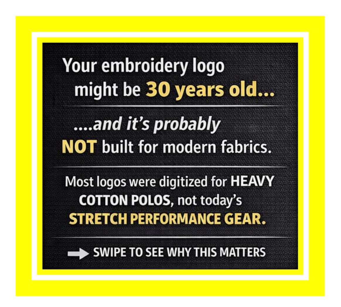 Does your logo look different on the technical performance fabrics than heavy cotton or fleece? It may be time for an updated logo file. We’re here to help.
