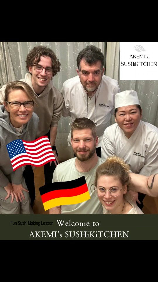 We welcomed two guests from Florida and two guests from Germany.
Guests from different countries can become acquainted through the lesson.
It’s a unique opportunity for a valuable encounter, not only for me, but for the guests as well.
We all had a wonderful time, talking about anime and European culture.
Thank you all for coming!
☆Fun sushi making lesson☆
For reservations and more information, check the URLs in our profile: @akemis_sushikitchen
フロリダから2名、ドイツから2名のゲストをお迎えしました。
違う国のゲスト様が一緒のレッスンを通して仲良くなります。
私だけでなく、ゲスト様同士も一期一会です。
アニメの話やヨーロッパの文化を伺い、楽しい時間となりました。
ご来店、ありがとうございました!
ご予約や詳細は プロフィール @akemis_sushikitchen 内URLをチェックしてください
#Tokyo #SushiLesson #EdomaeSushi #SushiMakingLesson #JapanTravel