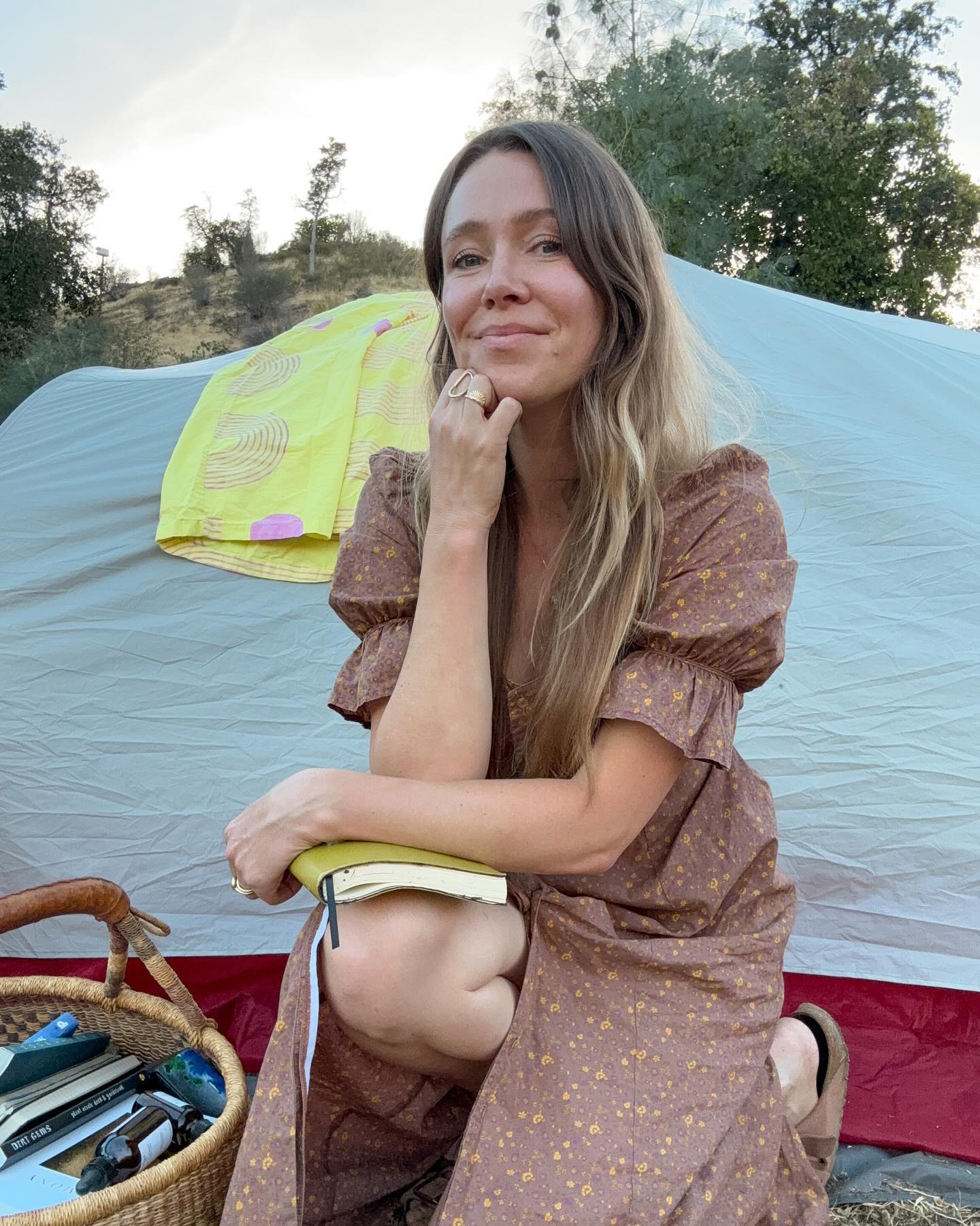 I’m away on a solo retreat this weekend, planning for our upcoming Ceremony of Self retreat in Greece. I’m camped out at one of my favorite places, natural hot springs north of San Francisco that have a special place in my heart.
I was stirred awake this morning to the movement of the ground under my body, a 4.4 earthquake. So far, I’ve also had close encounters with a jackrabbit, a gopher snake, many deer, hawks, wild turkey and lizards. In other words, Mother Nature is showing up in wild and emphatic ways 🦌 🪶 🐍
I take the role of being your retreat guide very seriously (but also, you know, with a lot of lightness and levity!), and have brought along 3 journals, 4 oracle decks (is that enough decks!?) & 10 books to use in the stirring and crafting. I have quite a cauldron going- it’s going to be pure magic (second photo- how’s that for a basket of witchcraft??)
Want in? There’s still time! DM me…I’m planning the experience of a lifetime 🕸️✨