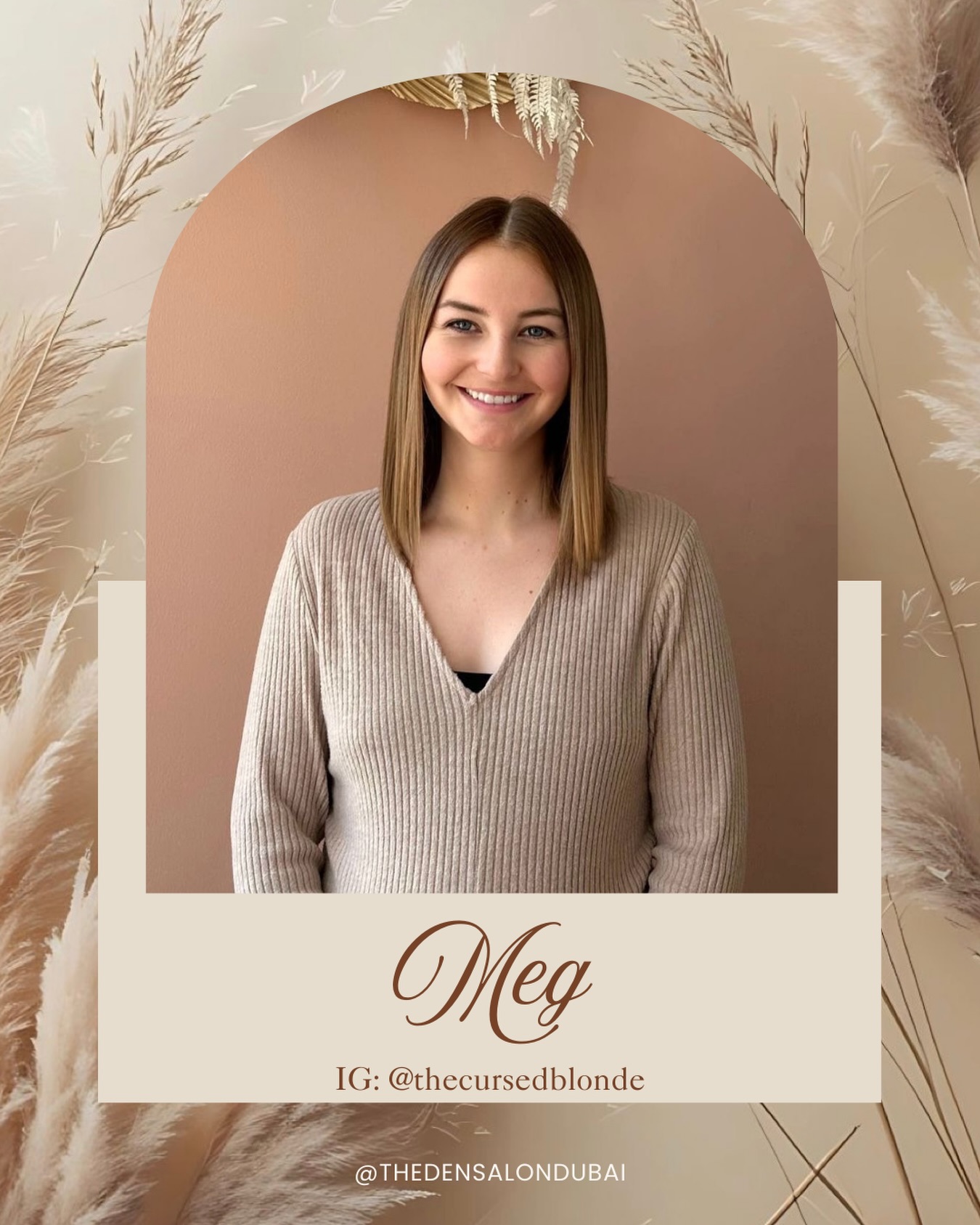 Originally from Manchester, Meg @thecursedblonde is our go-to blonde specialist at The Den. Her approach is thoughtful, her blondes are beautifully lived-in and her clients trust her eye completely.
Since joining us, she’s built her own little community at the salon — all while balancing life as mum to her baby girl and her furry one. Safe to say, Meg keeps busy… and we’re so happy she’s part of The Den. 🤎🌴