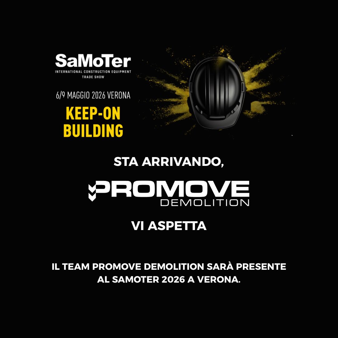 🇮🇹 Sta arrivando il momento. 🚧
Dal 6 al 9 maggio 2026 il team Promove Demolition sarà al Samoter di Verona, uno degli appuntamenti più importanti per il mondo delle macchine da costruzione e demolizione.
Un’occasione per incontrarci, parlare di innovazione nel settore demolition e scoprire insieme le soluzioni Promove.
Segnate le date in agenda.
Noi vi aspettiamo. 🤝
📍 Verona
📅 6–9 maggio 2026
🇬🇧 The moment is coming. 🚧
From May 6 to 9, 2026, the Promove Demolition team will be at Samoter in Verona, one of the most important events for the construction and demolition machinery industry.
An opportunity to meet us, talk about innovation in the demolition sector, and discover Promove solutions together.
Save the date.
We look forward to seeing you. 🤝
📍 Verona
📅 May 6–9, 2026
#samoter #samoter2026 #promove #promovedemolition #demolition