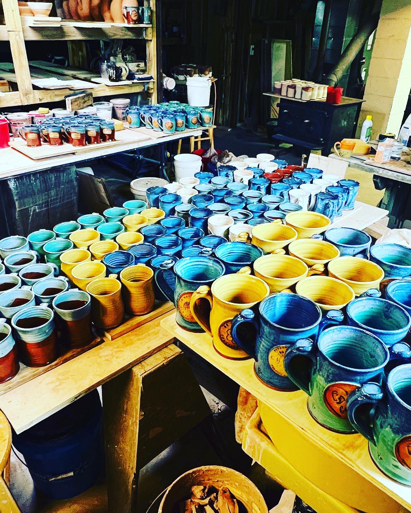 Mugs! Mugs! Mugs! Summer orders are finally done and ready to be shipped! #instapottery #wheelthrown #potterymugs #ncpottery #potterylife #wheelthrownmugs #etsypottery #handcrafted #buyhandmade #clay #potter #pottery #artanddesign #potterythrowing #pottersofinstagram #handcrafted #mugshotmonday #cvpots #chosenvesselpottery