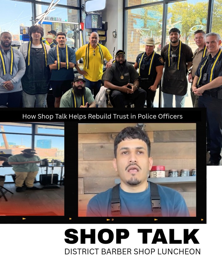 Shout out @districtbarbershopfw for a great Shop Talk Luncheon!
Shop Talk invests in its communities in more ways than one- it fosters relationships between the community and law enforcement and offers financial literacy classes and domestic awareness to keep the community safe.
Why do this?
Because we believe in building trust and empowering communities across Texas to make them stronger.