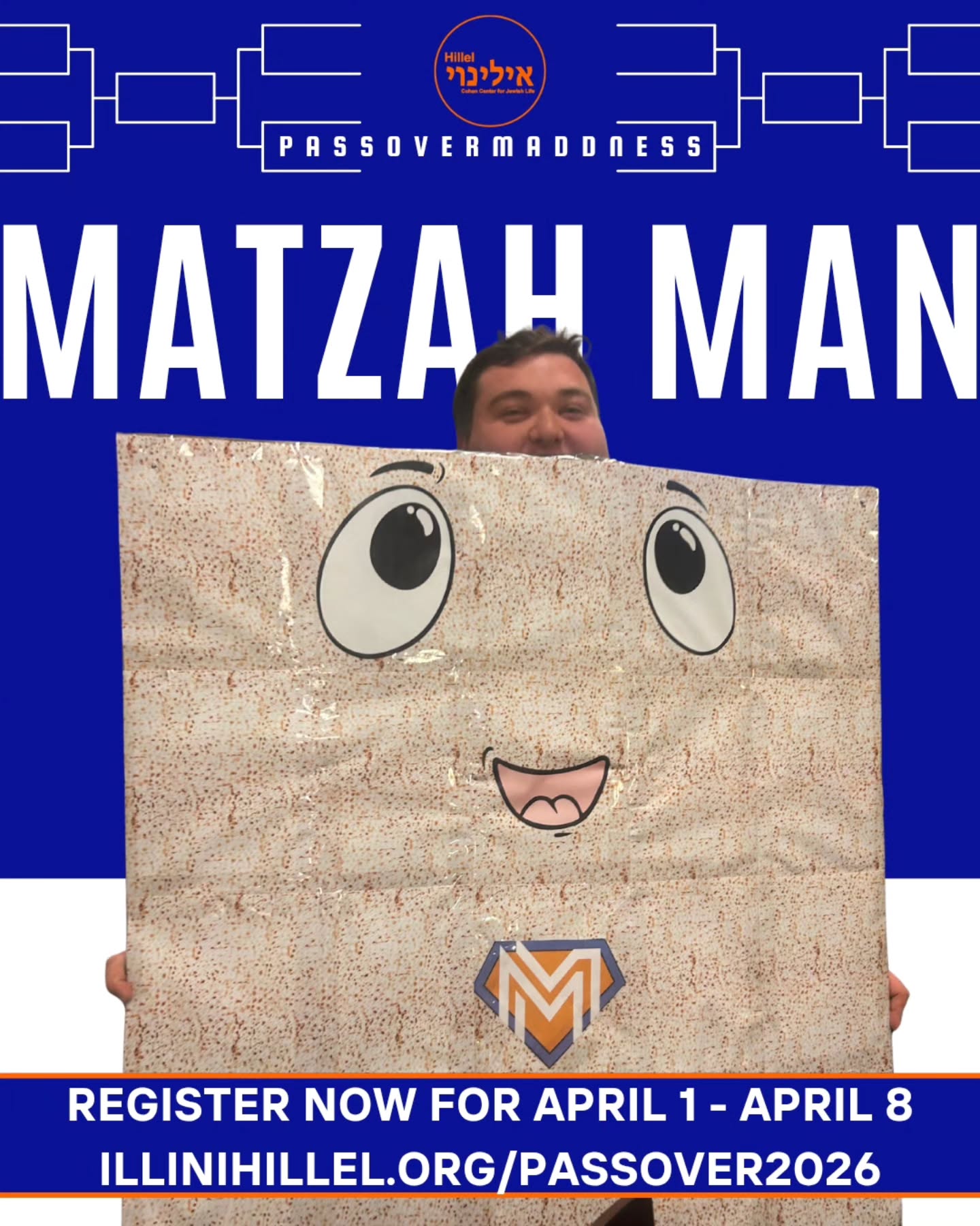 It's officially that time of the year...
Matzah Man time!! Stay tuned for more details about times you can find matzah man on the quad next week to stock up on matzah for passover!
In the meantime, sign up for seders and passover meals! Link in bio ➡️