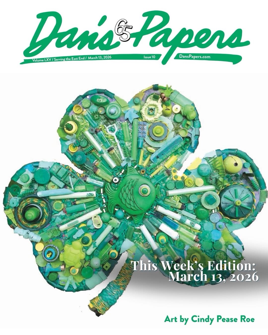 Happy St. Pattyโs Day! โ๏ธ
Weโre honored to see UpSculpt founder @cindypeaseroe featured on the cover of @danspapers, celebrating the season with a shamrock made entirely from reclaimed ocean plastics!
Cindyโs art tells a story. Every piece of plastic we reuse, avoid, or remove can all help turn the tide. ๐๐
Check out the full feature to learn more about the artwork, Cindyโs current exhibition at the Parrish Art Museum, and the mission behind UpSculpt. Link in Bio!
#NorthFork #PlasticPollution #DansPapers #SouthFork #Hamptons