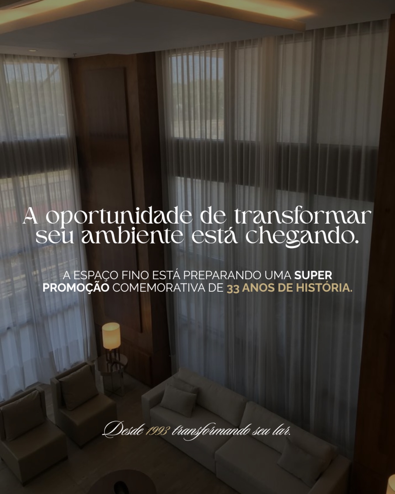 Algo especial está sendo preparado.
Não é apenas uma promoção.
É um novo momento para quem valoriza cada detalhe do seu espaço.
Em breve, você vai entender.
🤍 33 anos transformando ambientes…
e o melhor ainda está por vir.