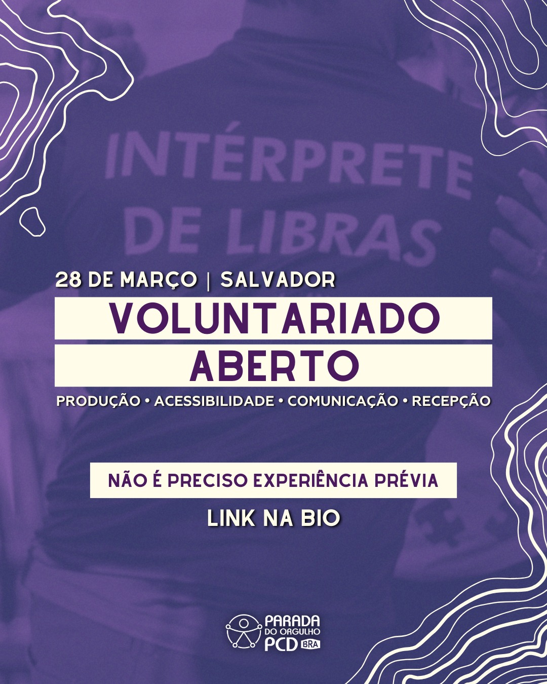 Salvador, a Parada do Orgulho PcD tá chegando e você pode fazer parte disso com a gente ✊🏽💜
Estão abertas as inscrições para voluntariado no dia 28 de março!
É estudante, entusiasta, ou quer só aprender? É a chance de construir um evento acessível, diverso e potente, feito por e para pessoas com deficiência.
Tem vagas em produção, acessibilidade, comunicação, recepção, entre outros — e não precisa ter experiência prévia.
Voluntáries recebem certificado com carga horária e data de participação 📄
Corre no link da bio e se inscreve! 🔗
#ParaQueVejam: esse post possui #audiodescrição.
#Salvador #OrgulhoPcD #Diversidade #pcdnarua