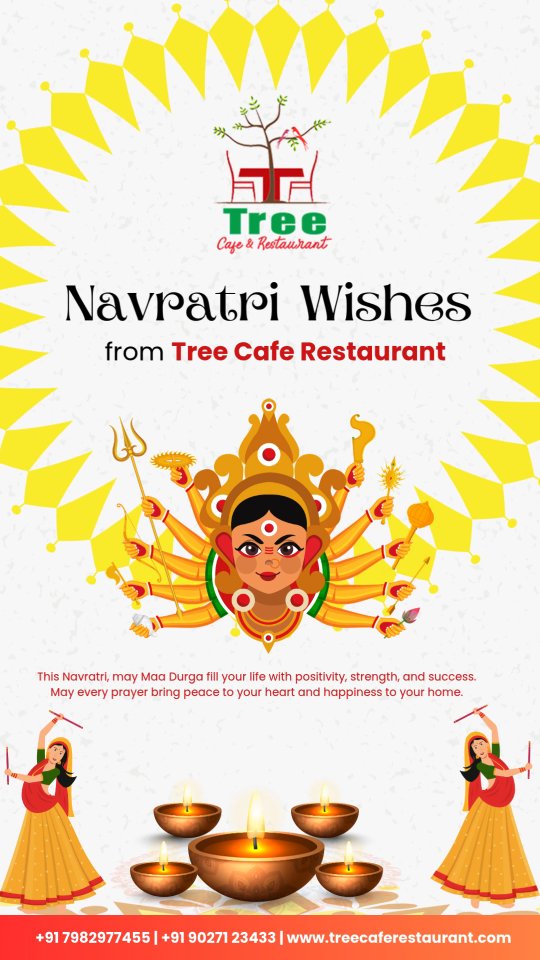 ✨ Tree Cafe & Restaurant की ओर से नवरात्रि की हार्दिक शुभकामनाएं ✨
मां दुर्गा आपके जीवन में खुशियां और स्वाद से भरे पल लेकर आएं। 🙏🌸
#नवरात्रि #TreeCafe #RestaurantVibes #FestiveMood #जयमातादी