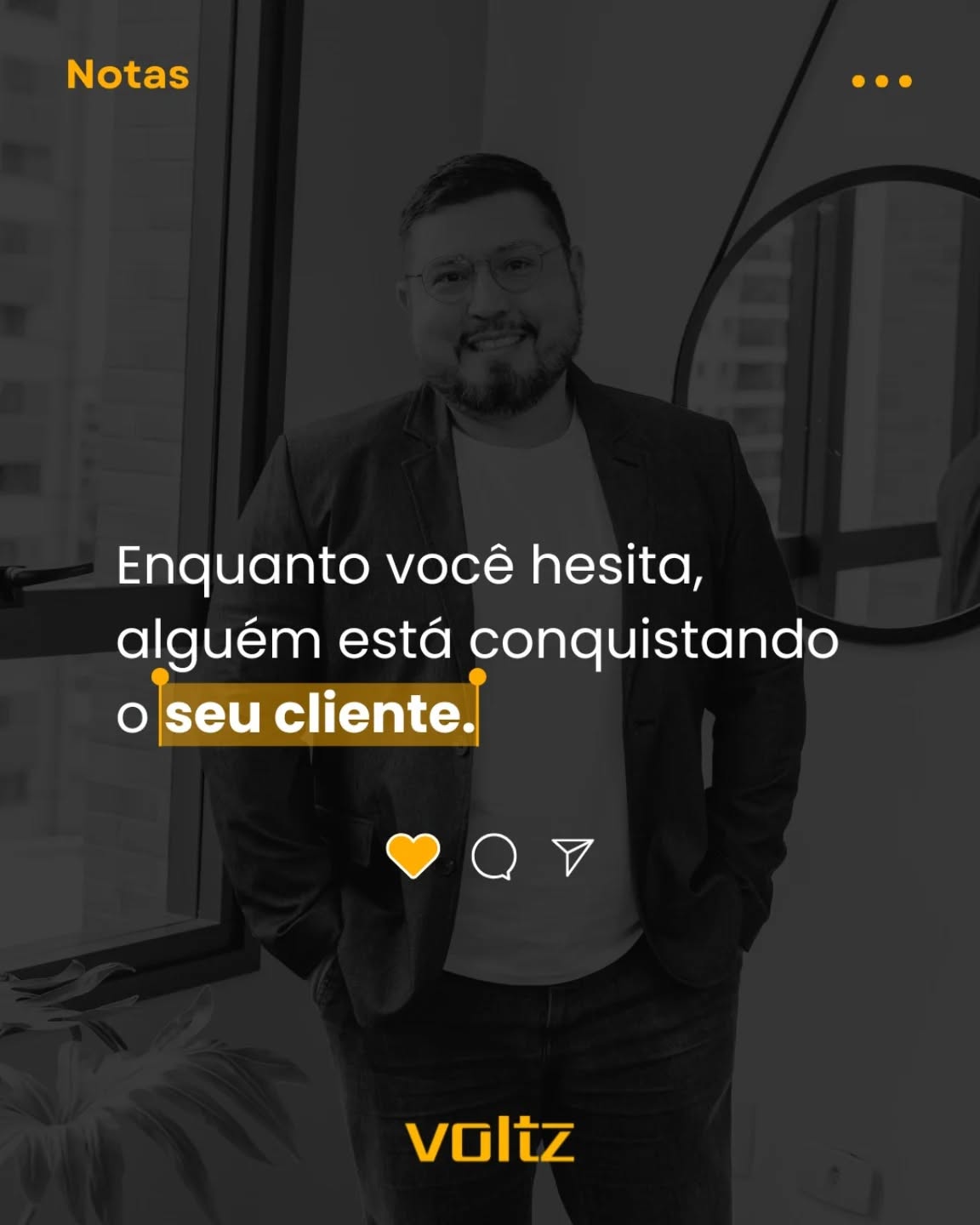 Enquanto você hesita, alguém está conquistando o seu cliente.
No digital, tudo acontece em alta voltagem.
Decisão rápida, clique imediato, resposta em segundos.
E quem não está energizado o suficiente… fica para trás.
Seu concorrente não está esperando.
Ele já ligou a chave, já está rodando campanhas e já está capturando a atenção que poderia ser sua.
Tráfego pago é energia aplicada com direção.
É velocidade com estratégia.
É estar no exato momento em que o cliente decide agir.
Ficar parado custa caro.
Ficar invisível custa mais ainda.
⚡ Quer ligar o modo alta performance no seu marketing?
Fale com a Voltz e acelere seus resultados com estratégia de verdade.
#voltzmarketing
#tráfegopago
#gestaodetrafego
#marketingdigital
#marketingdeperformance