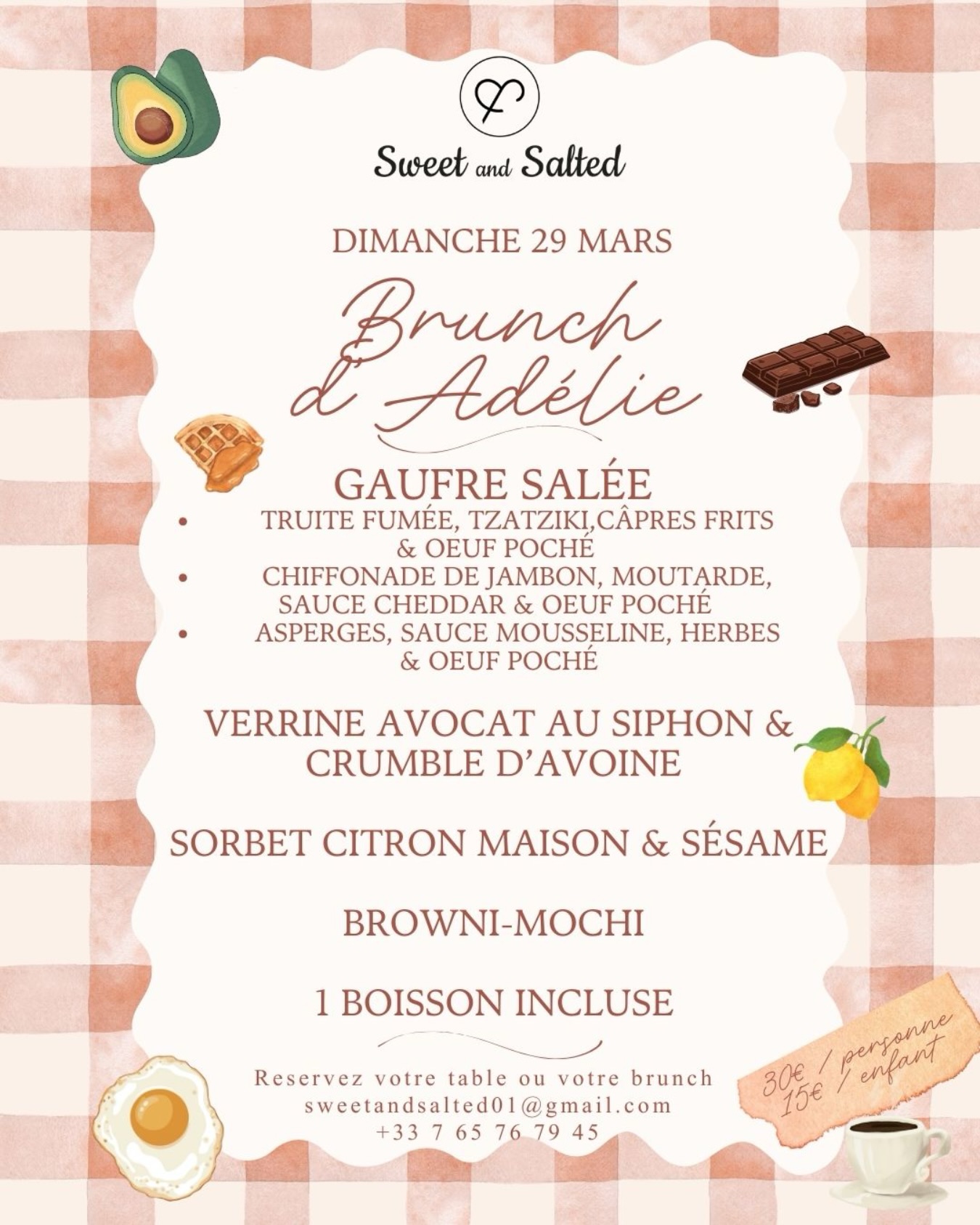 ⛔️ PLUS DE PLACE ⛔️
Le Brunch d’Adélie est prêt 🌸
Cette fois, on ne l’a pas imaginé seul… vous avez été nombreux à répondre à notre sondage, à envoyer vos envies, vos idées, vos gourmandises préférées… 🤩
& grâce à vous le menu a pris forme petit à petit 📝!
J’avais envie d’un brunch printanier, généreux & plein de douceurs, qui fasse voyager aussi un peu, avec du salé, du sucré, des produits de saison & toujours cette touche @sweet_and_salted qu’on aime tant.
Résultat : un brunch gourmand, coloré, à partager, à déguster sur place… ou à la maison 🤭
⚠️ Il reste déjà très peu de places assises
📩 Réservations par mail
🥡 Brunch aussi disponible à emporter
Merci encore pour votre participation,
c’est aussi un peu votre menu cette fois 🫶🏽.
👉 Quel plat du menu vous donne le plus envie ? 😋💕
#brunch #sweetandsaltedbourges #bourges #restaurant #faitmaison