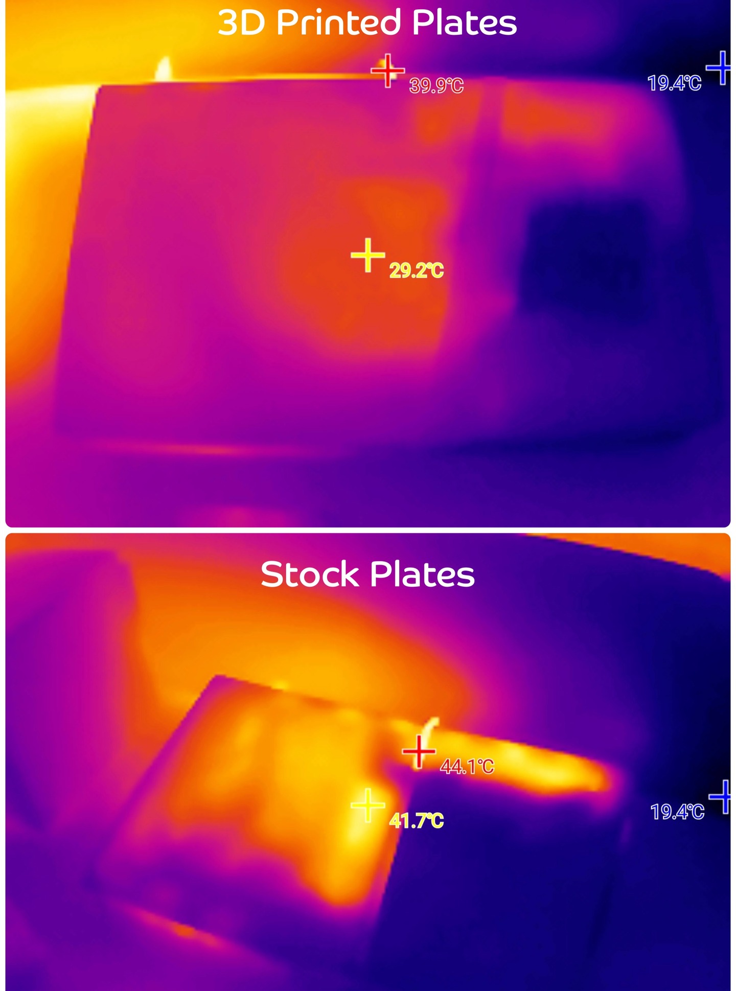Thermal testing done on my 3D-printed plates 🔥 Results look super promising—my design might actually outperform the OG plates!