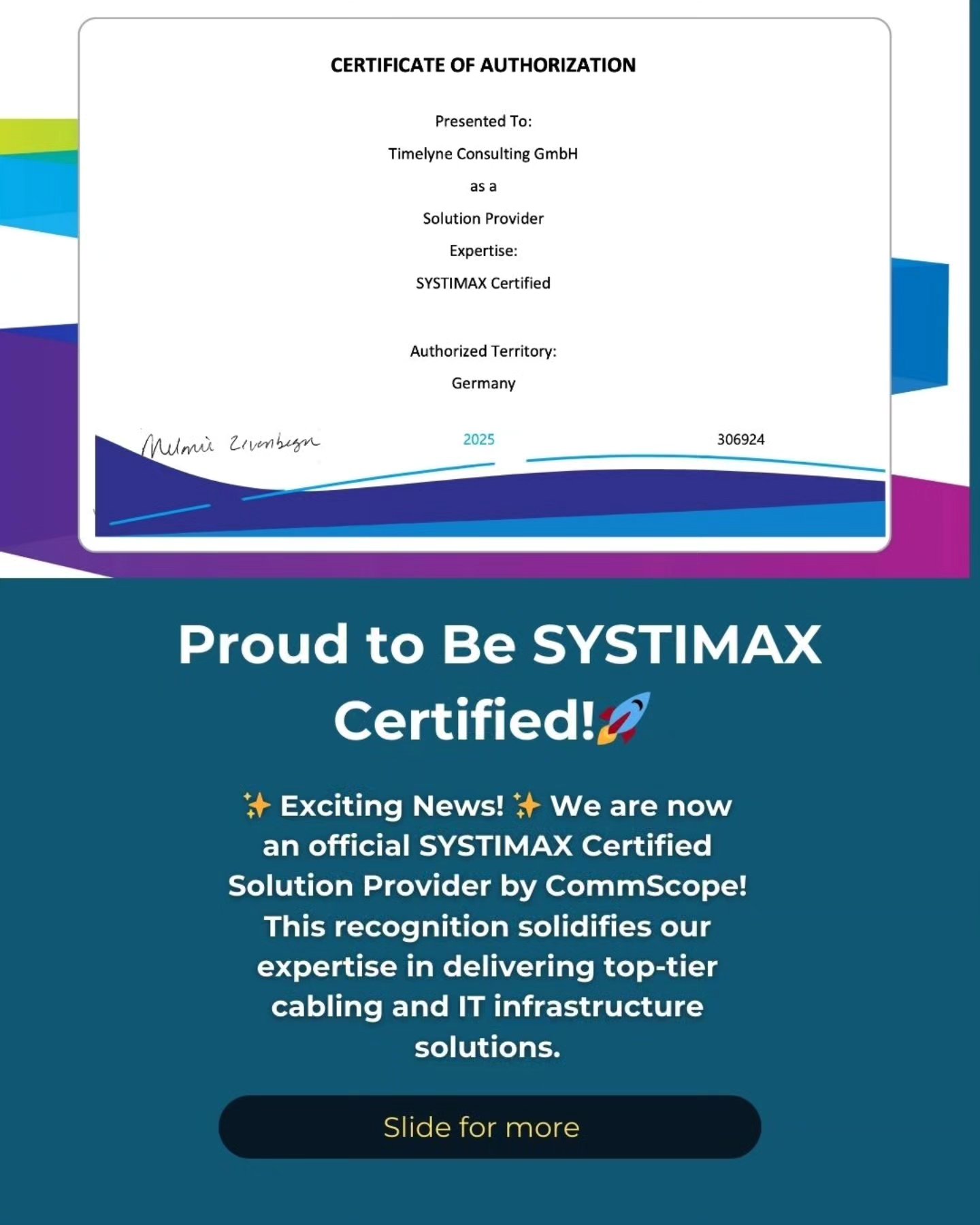 🚀 Big News! We’re now an official SYSTIMAX Certified Solution Provider by CommScope! 🎉
This certification proves our expertise in high-performance cabling and IT infrastructure solutions—ensuring seamless connectivity for businesses like yours. ✅
Whether it's structured cabling, fiber optics, or enterprise networking, we deliver future-proof solutions that keep you ahead. 🔗⚡
💡 Ready to upgrade your IT infrastructure? Let’s connect!
📩 DM us now or visit our website to learn more!
www.timelyne.com
#timelynewheretimematters #SYSTIMAXCertified #CommScope #ITInfrastructure #CablingExperts #FutureProofYourNetwork