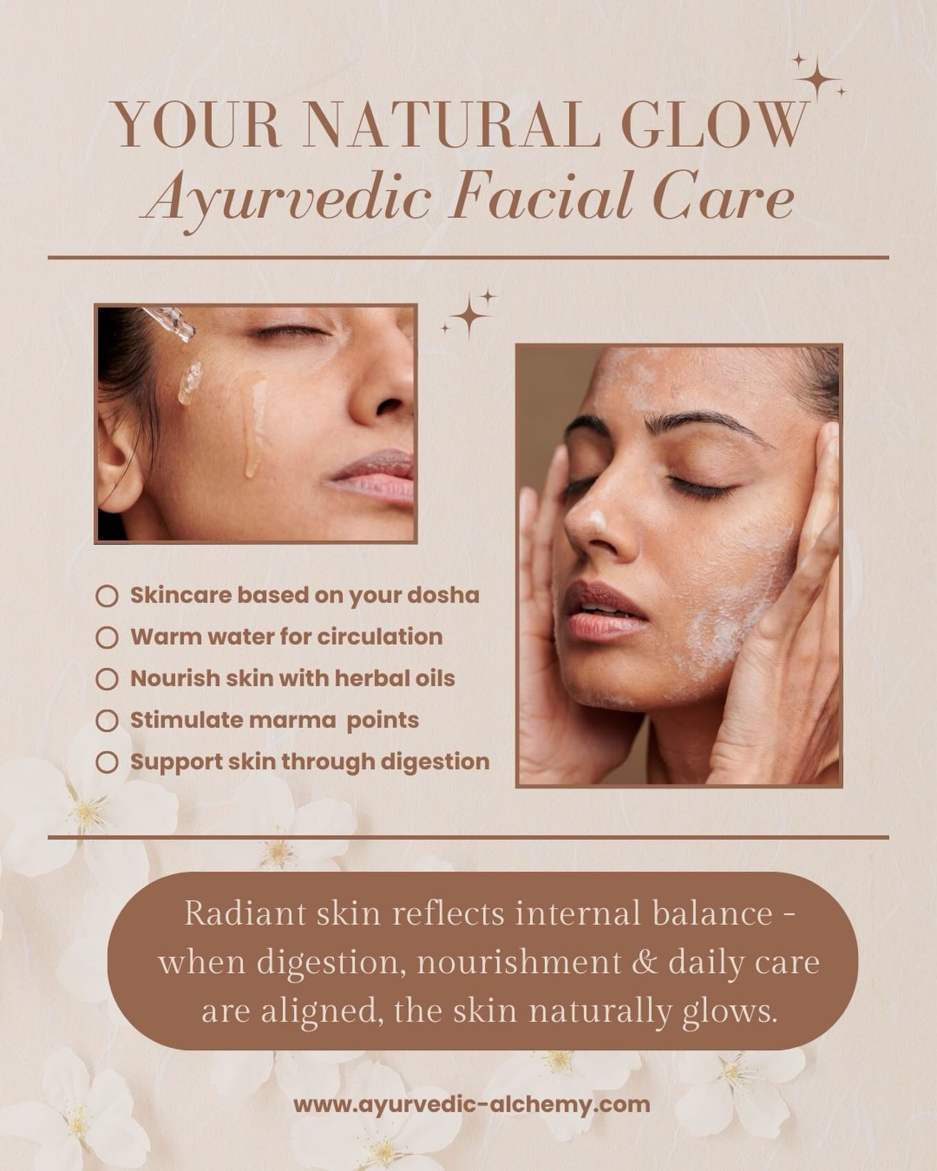 🌿 Why skin reflects more than surface care …
In Ayurveda, radiant skin isn’t created by products alone, it reflects what’s happening within.
Circulation, digestion, stress, and nervous system balance all play a role in how your skin looks and feels.
Daily rituals like warm teas, herbal oils, and gentle self-care can help:
🌷 Support circulation
🌷 Encourage natural detox pathways
🌷 Bring more balance to the system
But deeper imbalances often need more support.
This is where body-based therapies come in.
Through treatments like marma therapy, shirodhara, reflexology and other Ayurvedic bodywork treatments, we support the entire system. The goal is to help the body regulate, restore, and radiate vitality outward.
✨ When the body is supported, the glow follows.
→ Message me or visit my profile to learn more
#ayurveda #holisticwellness #mindbodybalance #selfcare #mainewellness