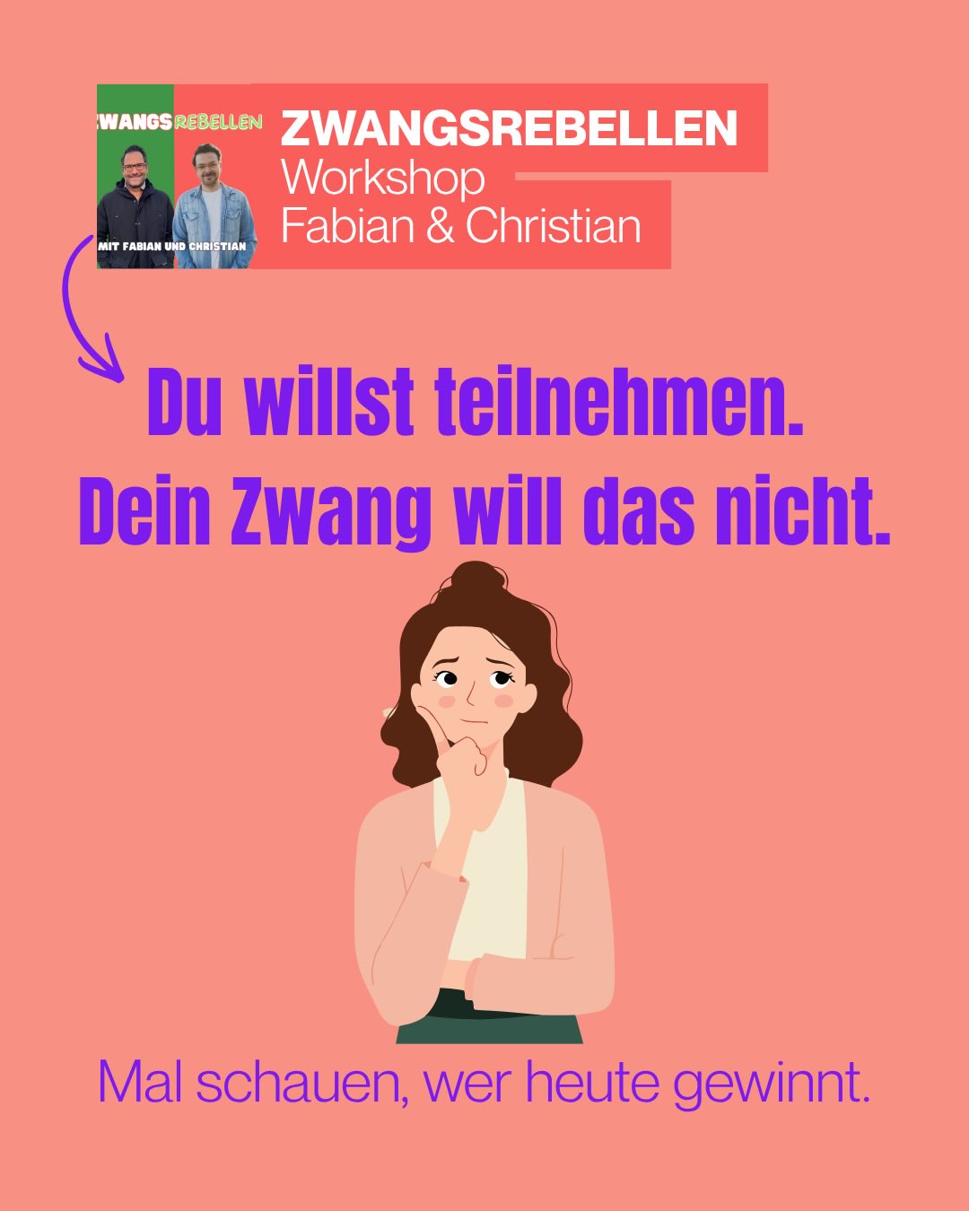 Wir sehen, dass sich viele für unsere Workshops interessieren.
Und gleichzeitig sehen wir:
Einige zögern oder melden sich am Ende doch nicht an.
Nicht, weil es ihnen egal ist. Sondern weil da oft Ängste und Sorgen sind.
Was, wenn ich durch die anderen noch zusätzlich getriggert werde?
Was, wenn ich noch nicht so weit bin?
Was, wenn ich dort nicht reinpasse oder „anders“ bin?
Das sind nachvollziehbare Gedanken.
Und gleichzeitig sehen wir immer wieder:
Der Kopf findet Gründe, warum es gerade nicht passt.
Nicht nur hier - sondern oft genau dann, wenn etwas eigentlich wichtig ist.
Wenn du merkst, dass dich das Thema anspricht, du dich aber noch nicht so richtig traust:
Du musst dich nicht erst bereit fühlen.
Vielleicht reicht es, wenn da ein kleiner Teil in dir ist, der sagt: Ich probiere das aus.
Und der Rest darf ruhig noch unsicher sein.
Schreib mir gerne eine DM für weitere Infos.
Oder schau unter https://www.selbsthilfe-zwangsstoerung.de/zwangsrebellen nach.
#zwangsstörung #zwangsgedanken #ocdcommunity #mentalhealthdeutschland #zwang
❤️ Hinweis: Ich spreche hier aus meiner eigenen Erfahrung mit Zwängen und dem, was mir auf meinem Weg geholfen hat. Das ersetzt keine professionelle Diagnose oder Therapie. Wenn du merkst, dass dich deine Symptome stark belasten oder du unsicher bist, hol dir bitte Unterstützung bei Fachleuten, die dafür ausgebildet sind.
Meine Inhalte sollen Orientierung geben, Mut machen und das Gefühl vermitteln, dass du mit all dem nicht alleine bist – sie sind aber keine Behandlung und auch keine Anleitung für therapeutische Entscheidungen.