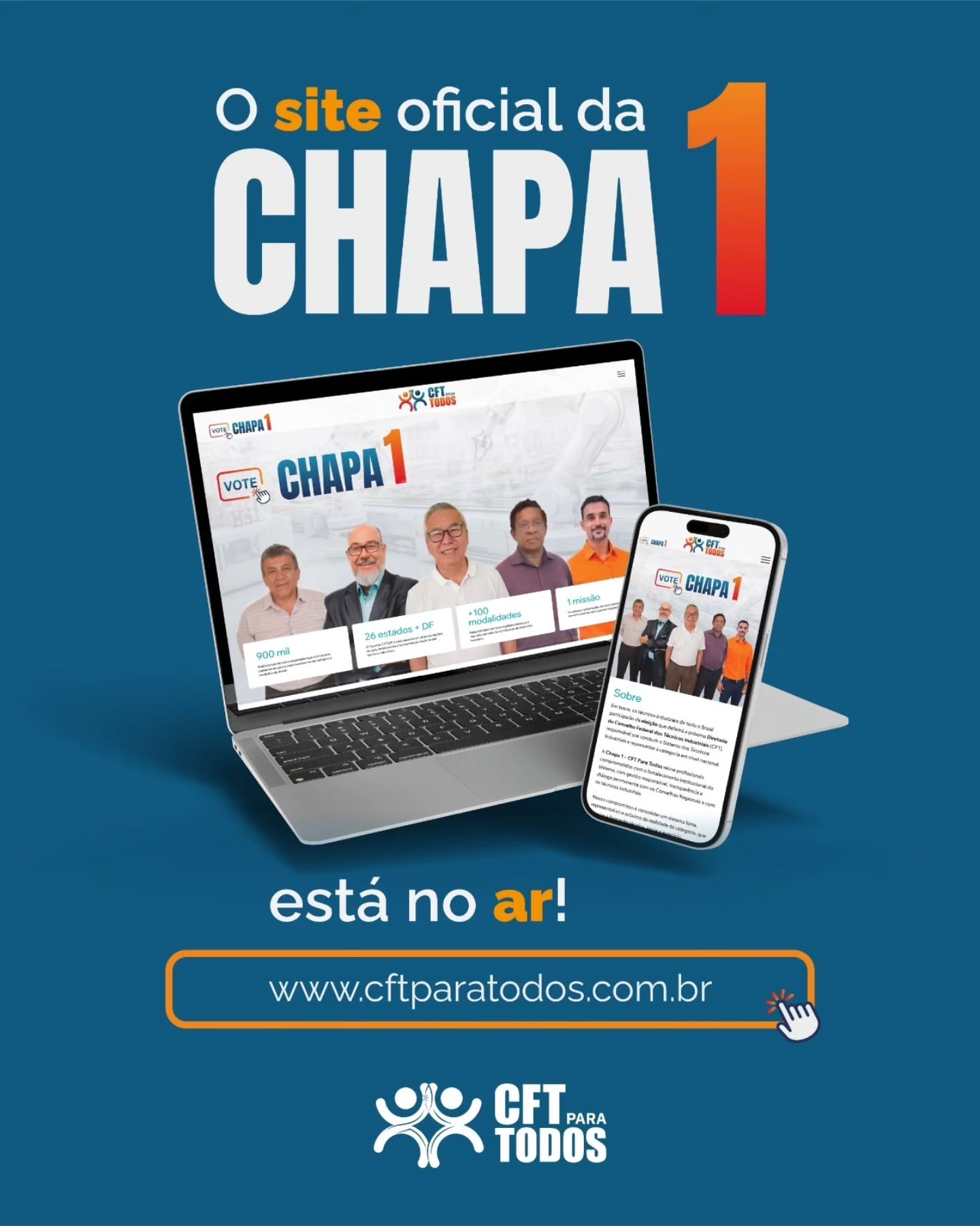 🚀 O site oficial da Chapa 1 - CFT Para Todos já está no ar!
Agora você pode conhecer nossas propostas, nossa visão e o compromisso com o fortalecimento do Sistema dos Técnicos Industriais no Brasil.
🤝 Transparência, responsabilidade e um conselho mais próximo de você.
🌐 Acesse pelo link na bio e compartilhe com mais técnicos e técnicas!
👉 CFT Para Todos: fortalecer o sistema, valorizar os técnicos e construir o futuro.
#CFTParaTodos #Chapa1 #CFT #TécnicosIndustriais #EleiçãoCFT