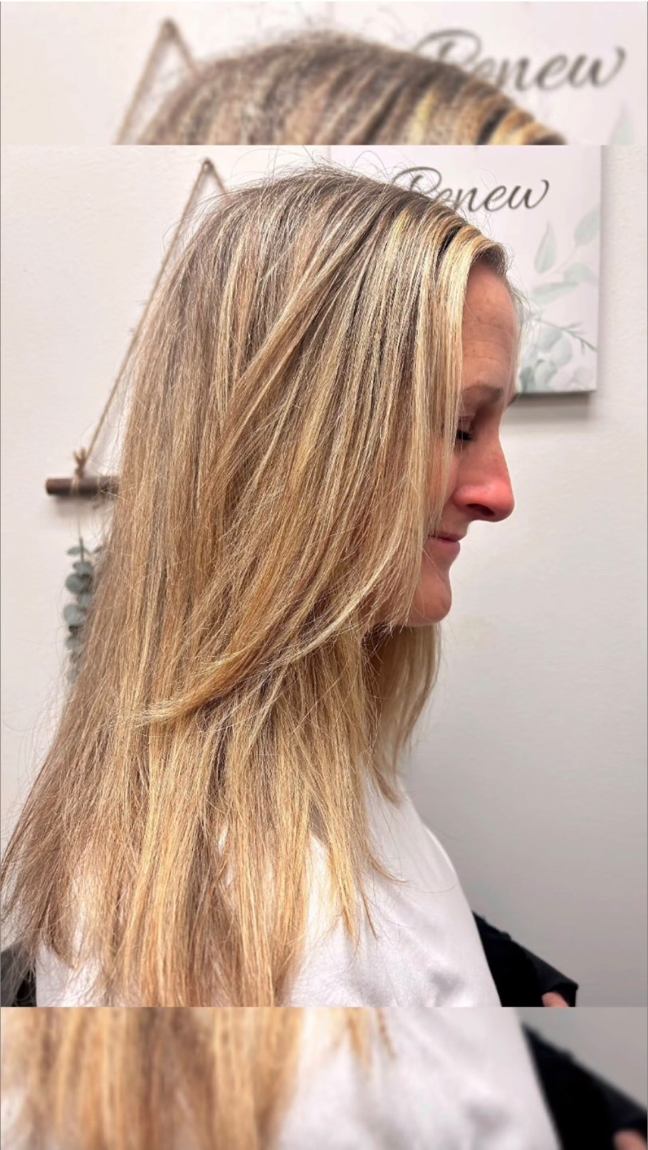 I’m obsessed with helping women in their powerhouse years; running families, leading teams, building businesses, thriving in their careers 💖 Helping you create a hair routine that actually supports your busy lifestyle.
For some, that means full grey coverage to keep everything looking fresh and polished, even if it means coming in a bit more often.
For others, it’s all about grey blending; a softer, more seamless grow‑out that lets you stretch the time between visits without sacrificing that dimensional, effortless look.
By weaving in highlights and lowlights, your greys are beautifully integrated into a custom color pattern that feels natural and aligned with the maintenance level that works for your schedule.
If you’ve been curious about blending, refreshing, or softening your grey pattern, my DM is alway open 📲