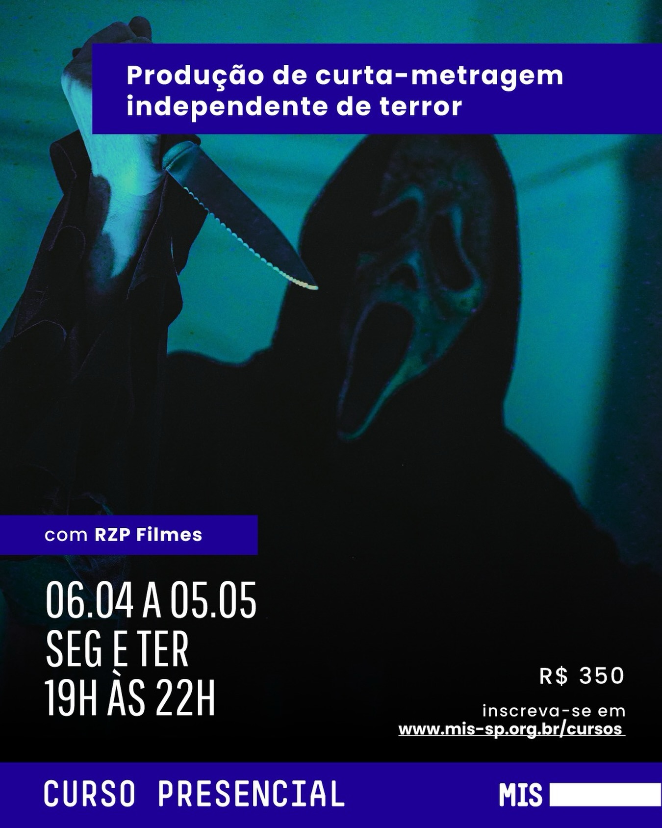 🚨Últimas vagas! 🚨
Estão abertas as inscrições para a PRODUÇÃO DE CURTA-METRAGEM INDEPENDENTE DE TERROR uma oficina presencial ministrada pela RZP Filmes, com Joel Caetano e Mariana Zani.
📅 Datas: 06, 07, 13, 14, 27 e 28 de abril | 04 e 05 de maio
🕖 Horário: segundas e terças, das 19h às 22h
📍 Formato: Presencial
Uma experiência completa, do conceito ao set, pensada para quem quer aprender fazendo cinema de terror independente. 🎥✨
👉 As inscrições devem ser feitas diretamente no site do @mis_sp
Corre para garantir sua vaga… 😈
#CinemaDeTerror #OficinaDeCinema #MIS #RZPFilmes