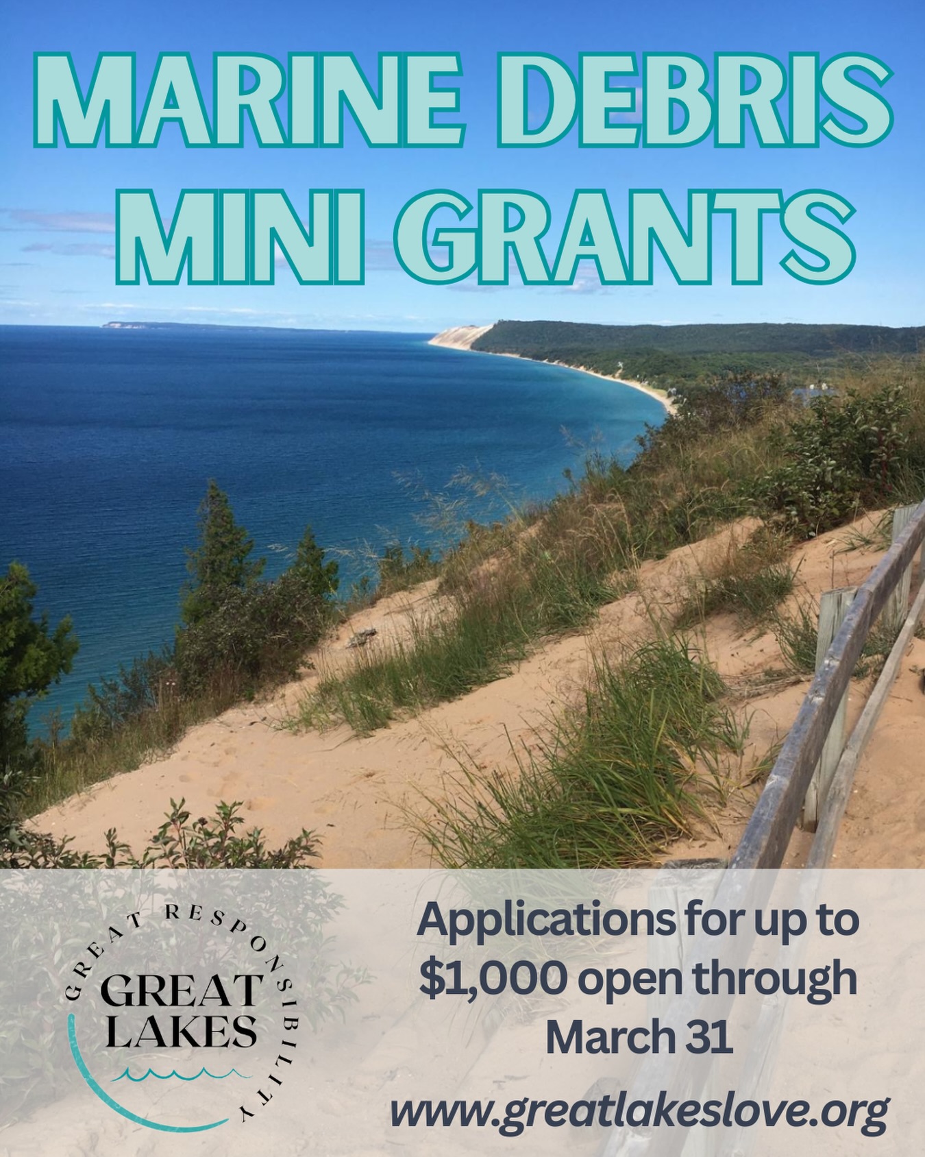 Q&A session on Tuesday, March 17 at 12pm ET — you’ve got questions, we’ve got answers! We are excited to offer Marine Debris Mini Grants of up to $1,000 to support community-driven projects that reduce marine debris at its source and increase public awareness across the Great Lakes watershed.
This program is designed to empower schools, nonprofit organizations, and community groups, to implement creative, practical, and impactful projects that prevent litter and plastic pollution from entering waterways. Funded projects should focus on education, behavior change, and upstream solutions, helping communities understand their role in protecting the Great Lakes and inspiring long-term stewardship. Visit www.greatlakeslove.org (link in bio) for more information!