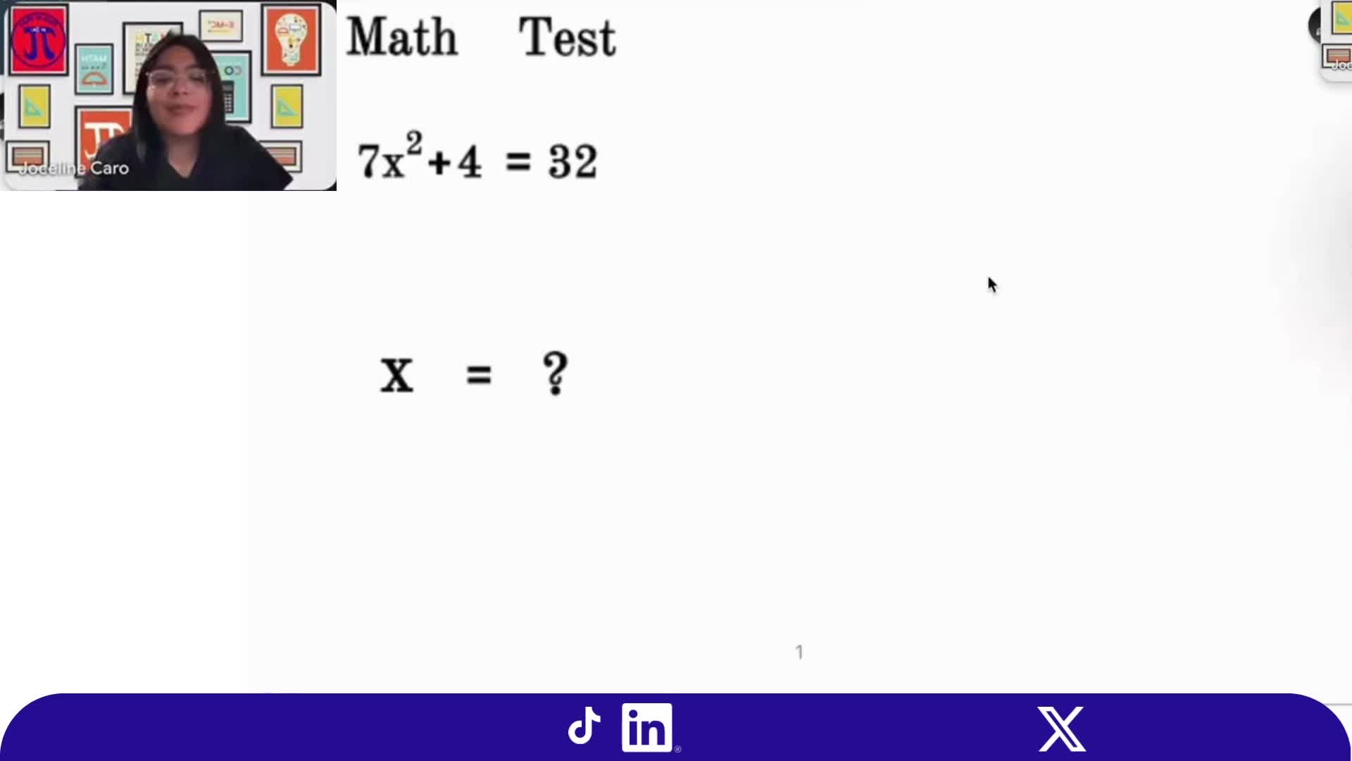 Quick solve 🔢
Equation: 7x² + 4 = 32
➡️ Subtract 4 → 7x² = 28
➡️ Divide by 7 → x² = 4
➡️ Square root → x = 2
Another #WhatsTheAnswerWednesday win 🙌
#MathNMore #MathIsLife #Quadratics