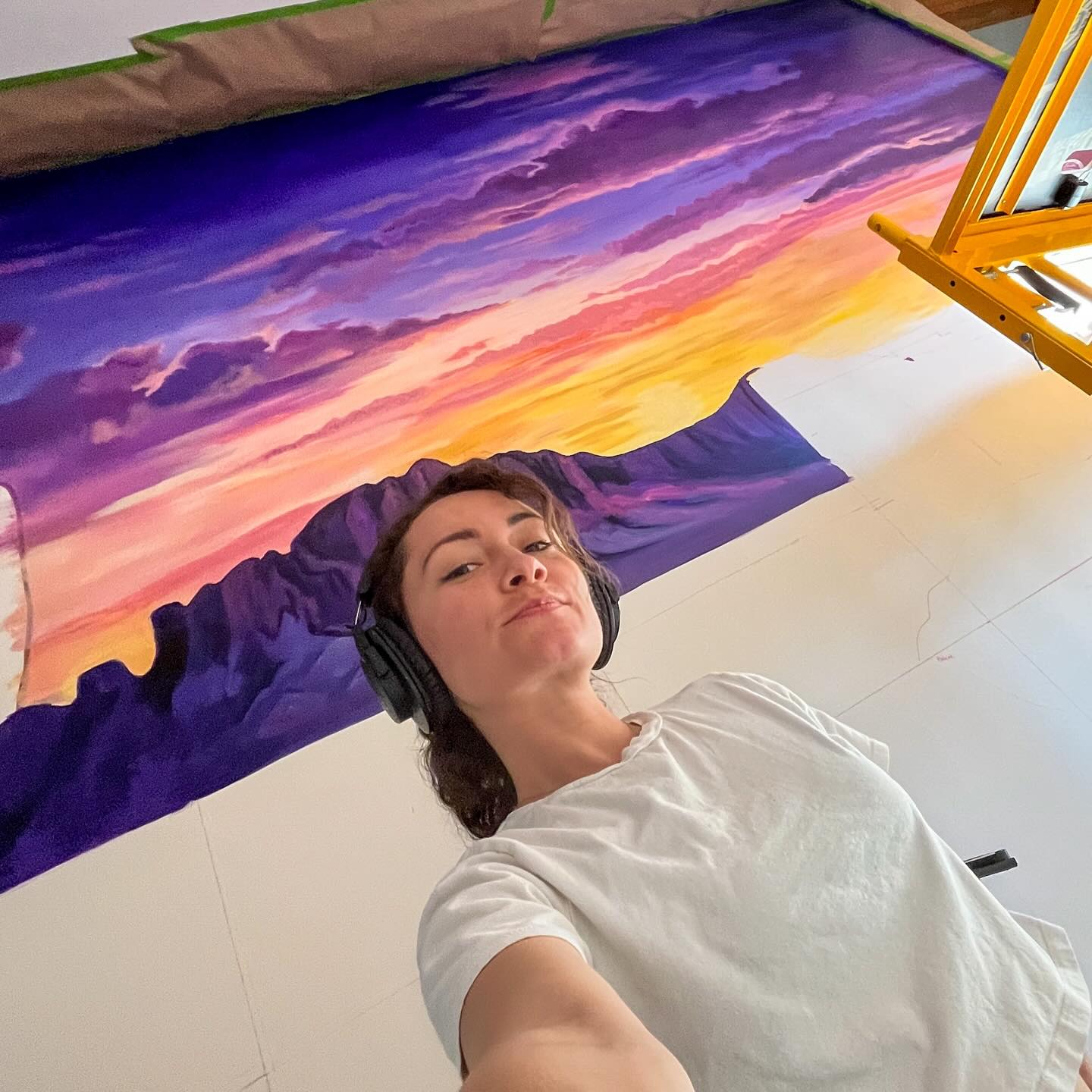 Painting a 14ft x 13ft mural in Truckee,CA of a desert scene. Im loving every second of my life. Feeling so blessed 🥹🙏