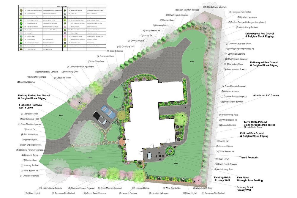 Sweet home Alabamaaa
Where the skies are so blueee
This massive, property needed a revamp. Currently, a huge horseshoe driveway dominates the entire front yard. To provide more lawn space I proposed a new pea gravel driveway with Belgian block edging that omits the imposing horseshoe portion. To make up for parking space lost from removing that portions I proposed a parking pad further up the driveway, close to the front door to provide a consolidated parking space for the homeowners. A network of flagstone pathways provide circulation from the parking pad as well as for those walking in the from the street. Starting at the garage, a basic network of pea gravel pathways were proposed to provide circulation. At the southern portion of the yard, I proposed a new patio to provide usable seating and entertainment space. A water fountain was included to help drown out the noise of the nearby freeway. Lastly, a traditional, formal planting design with boxwood edging, greenery, accents of white flowers, and patterned arrangements was incorporated to pay homage to the colonial architecture of the home. Overall the design has a highly functional for the clients’ needs while not compromising the classic Southern aesthetic ✨
#landscapedesign #landscape #landscaping #landscapearchitecture #gardendesign #garden #architecture #design #landscapephotography #outdoorliving #gardening #nature #remotelandscapedesign #plants #landscaper #landscapedesigner #construction #backyard #exteriordesign #patio #landscapelovers #lawncare #hardscape #photography #landscapearchitect #gardens #landscapeconstruction #gardeninspiration #remotelandscapedesigner #outdoordesign