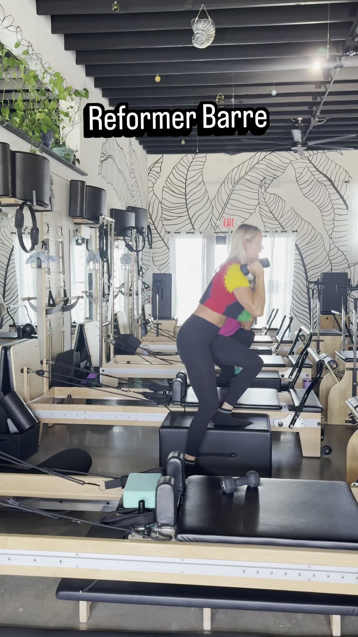 This is our unique class that combines reformer strength, and barre in one class.!
Come join us for a fun but effective class with upbeat music leaving you with a smile!