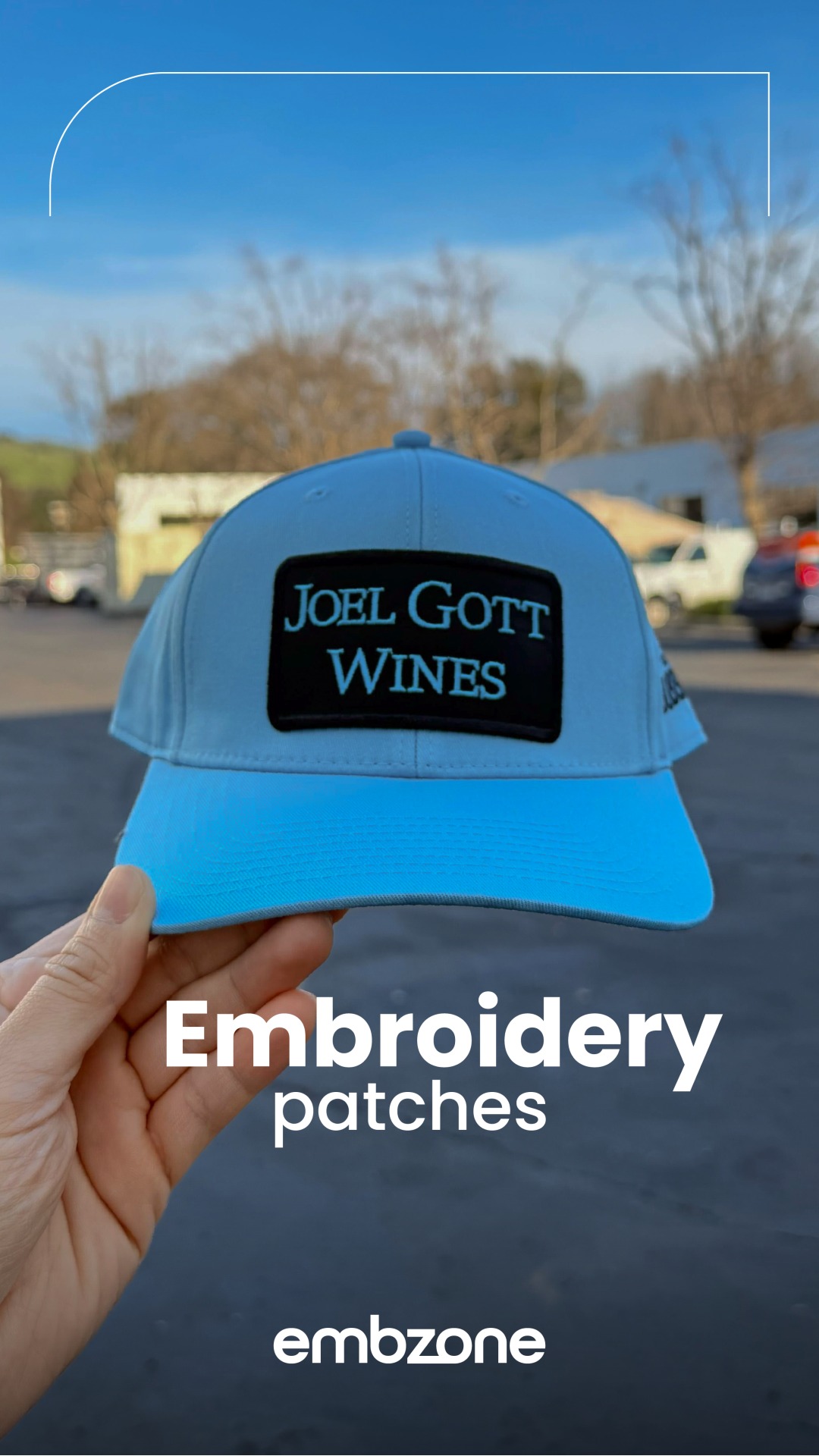 Custom caps produced for Joel Gott Wines.
The process included creating and applying branded embroidered patches to the caps.
Want yours?
#EmbroideryPatches #JoelGottWines #Wine #NapaValley #Embzone