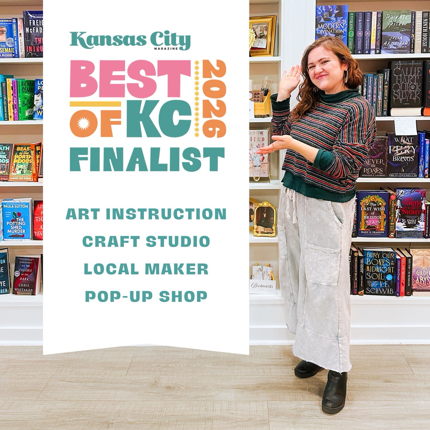✨BEST OF KC FINALIST✨ Welp, thanks to you lil freaks, this mumbling gremlin made it to final rounds again😈
I’m so honored to share that I’m in the final round for Kansas City Magazine’s Best of KC 2026 in FOUR categories!
Where to find me ⤵️
🧑🏻🎨 Arts & Culture: Art Instruction
🛍️ Shopping: Craft Studio | Local Maker | Pop-Up Shop
Getting to teach watercolor, share creative spaces, and build this little art business with you has been such a joy. Thank you to everyone who has taken a class, bought a piece of art, or encouraged me along the way.
If you’d like to support me, you can vote once per day through March 29th. Every vote helps!
I’ll drop the voting link in my bio & stories. Love y’all to bits x
🗳️🔗 kansascitymag.com