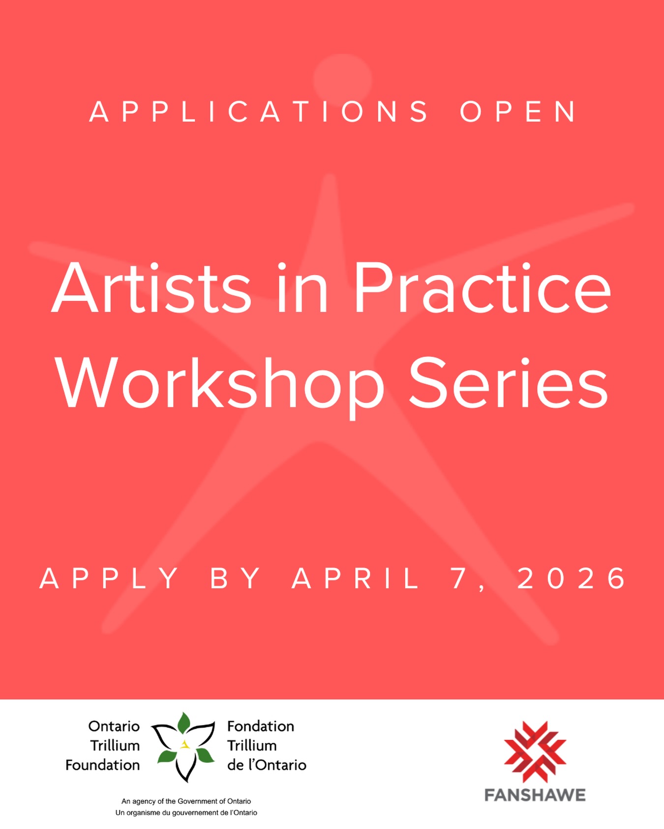 NOW OPEN!
Artists in Practice Workshop Series
🗓️ Apply by April 7, 2026 at 4:30pm
Are you an emerging or mid-career visual artist based in the London or surrounding First Nations communities, including Oneida Nation of the Thames, Chippewas of the Thames First Nation, and Munsee Delaware Nation? If yes, this could be the perfect opportunity for you!
Funded by the Ontario Trillium Foundation (OTF) @ontrillium Seed Grant, and in partnership with Fanshawe College @fanshawecollege, the program responds directly to feedback from local artists seeking financially accessible, culturally relevant opportunities to strengthen their artistic and professional practices.
Find out more about this exciting new opportunity and apply through the link in bio 🔗
#IndigenousLondonArts #LondonArts