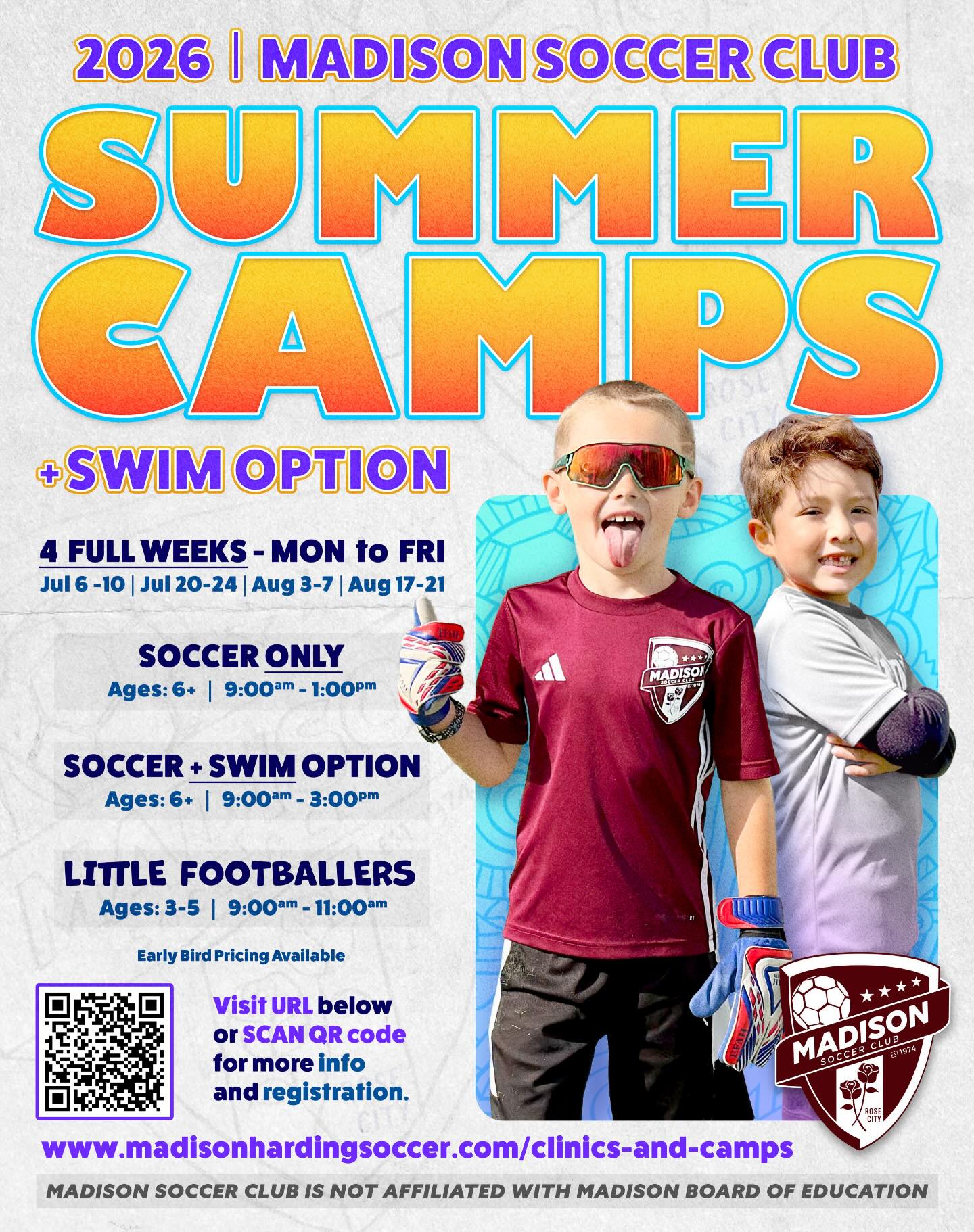 Check out MSC Summer Camps! Sign up now! Link in bio.
Soccer only, Soccer + Swim and Little Footballers!