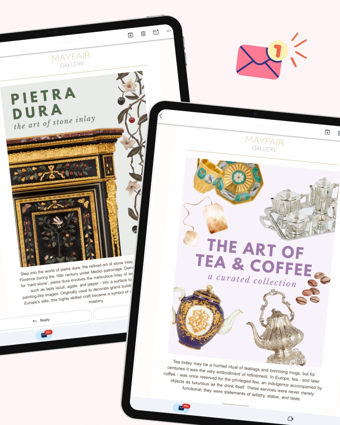 Most people think antiques aren’t that fun… but they’re wrong! 🫣
Over the past few years, I’ve been working on creating new ways to present antiques and their stories — in ways that feel unexpected, engaging, and visually compelling. The goal is to bring back their spark and show contemporary audiences that these pieces deserve both their attention and a place in their homes. 🏠
Email marketing was one of the key channels I led during my time at Mayfair Gallery, where I created weekly campaigns for 2,000+ subscribers. These included formats like the ones shown here, spotlighting makers, materials, and specific types of antiques. Designed to add value without overwhelming, each email combined objects with accessible, educational content. The idea was simple: open the email, discover beautiful pieces, and learn something new - ultimately shaping more confident and informed buying decisions. 🧠
I work with galleries, brands, cultural institutions, and print and digital publications to create engaging, educational content around antiques and design history. Interested? Send me a DM or visit my website to get in touch. 💌
•
•
#emailmarketingtips #emaildesign #antiques #historycontent #digitaldesigns