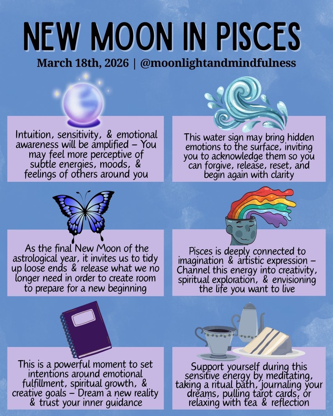 🌑 The New Moon in Pisces on March 18th 2026 carries a quiet but powerful energy of closure, surrender, and spiritual renewal. Pisces is the final sign of the zodiac, and this lunation brings a feeling of completion, like the universe gently asking us to release what we’ve outgrown before the next cycle begins.
⭐ This is a moment to pause, reflect, and listen to your intuition. Emotions may feel deeper, dreams more vivid, and insights more subtle and meaningful. Pisces reminds us that not everything needs to be forced or figured out right away; sometimes the most powerful shift happens when we simply allow, trust, and let go.
🌑 Use this New Moon to cleanse your emotional space, forgive what needs forgiving, and reconnect with your inner guidance. What you release now creates space for new beginnings that will unfold with the upcoming astrological new year. Trust the quiet magic of endings; they are often the doorway to something far more aligned.
Caption adapted from @zantashak_
#newmoon #newmooninpisces #piscesnewmoon #piscesseason #newmoonenergy