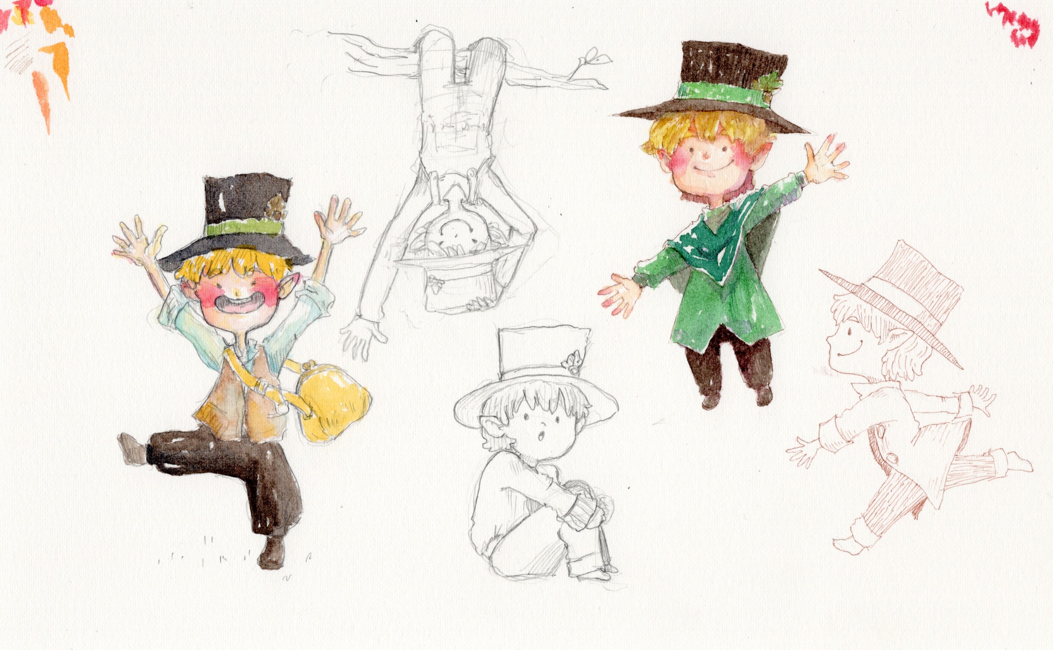 #水彩 #絵本 #妖精
絵具 セヌリエ水彩絵具
紙 ウォーターフォードN 細目
描きたいと思っているシリーズ絵本のオリジナルキャラの練習と塗りや主線のとりかたの思考錯誤をいろいろと
服装はころころ変える予定なので帽子以外は特に固定の物はありません
緑の服が丸ペンで主線を取ったやつなのですがこの中ではこれが一番気に入ってはいる🤔
紙はここ最近いろいろ水彩紙を試したけどウォーターフォードが一番今の塗り方と相性が良い気がします
EXホワイトとかアルシュとかガッツリにじみを使うなら良いんだけどちまちま塗ろうと思うと一度洗わないとドーサが強過ぎちゃう感じがしました
毎回洗うのもめんどくさいしねw