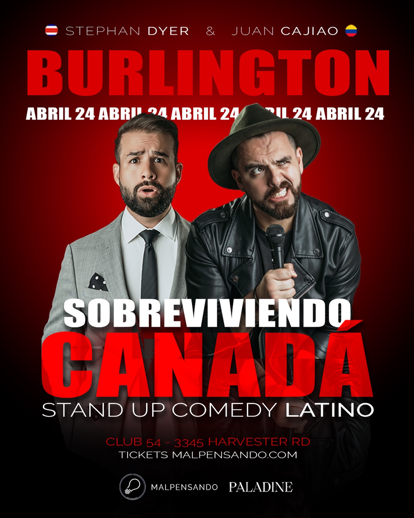 Burlington📍Abril 24 Compra tus entradas ya!
Show “Sobreviviendo Canadá”
Los mejores comediantes latinos en 🇨🇦 con las mejores historias de inmigrantes!
En escena:
@juan_cajiao
@stephandyer
.
Tickets en BIO