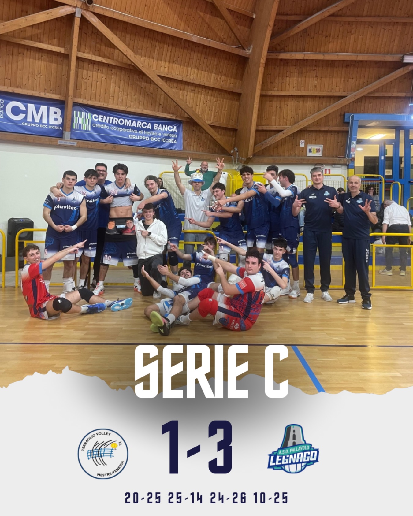 Serie C Pluvitec Volley vs Terraglio Volley – 1-3
Importante vittoria in trasferta per i nostri ragazzi, al termine di una partita iniziata in salita. Dopo un avvio complicato e un secondo set lasciato agli avversari, la squadra ha saputo reagire con carattere.
Il terzo set è stato giocato punto a punto con grande determinazione, mentre nel quarto i nostri hanno preso subito il largo, gestendo il vantaggio con autorità fino alla chiusura del match.
Una vittoria di carattere 💪
#asdpallavololegnago