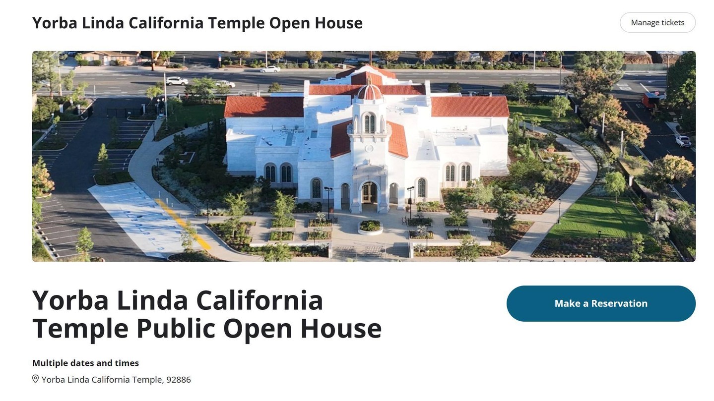 We’re excited to announce the reservations link for the Yorba Linda Temple Open House is now LIVE! 🎉
Reservations are strongly encouraged since parking will be limited.
Please visit: yorbalindacaliforniatemple.org
