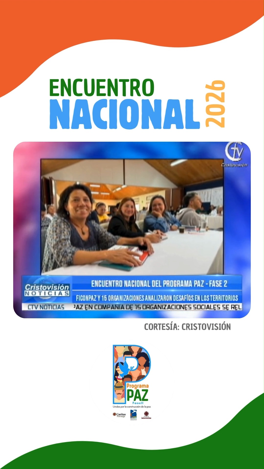 El Encuentro Nacional del Programa Paz – Fase 2 reunió a organizaciones de la sociedad civil de distintas regiones del país para compartir aprendizajes, desafíos y experiencias desde los territorios.
En esta nota de Cristovisión, Sarai Ordónez, enlace territorial del Programa Paz, nos cuenta cómo este espacio permitió el intercambio de saberes, el reconocimiento de realidades locales y la construcción colectiva de las líneas estratégicas para una nueva fase del programa, con un enfoque de transformación social de conflictos.
Este es un paso más en el camino de fortalecer la paz territorial desde las voces y experiencias de quienes la construyen día a día.
El Programa Paz - Fase II es acompañado por FICONPAZ, con el apoyo de Cáritas Noruega.
#ProgramaPazFase2
#ProgramaPazFase2FICONPAZ
#Unidosporlaconstruccióndelapaz
@caritas_norge