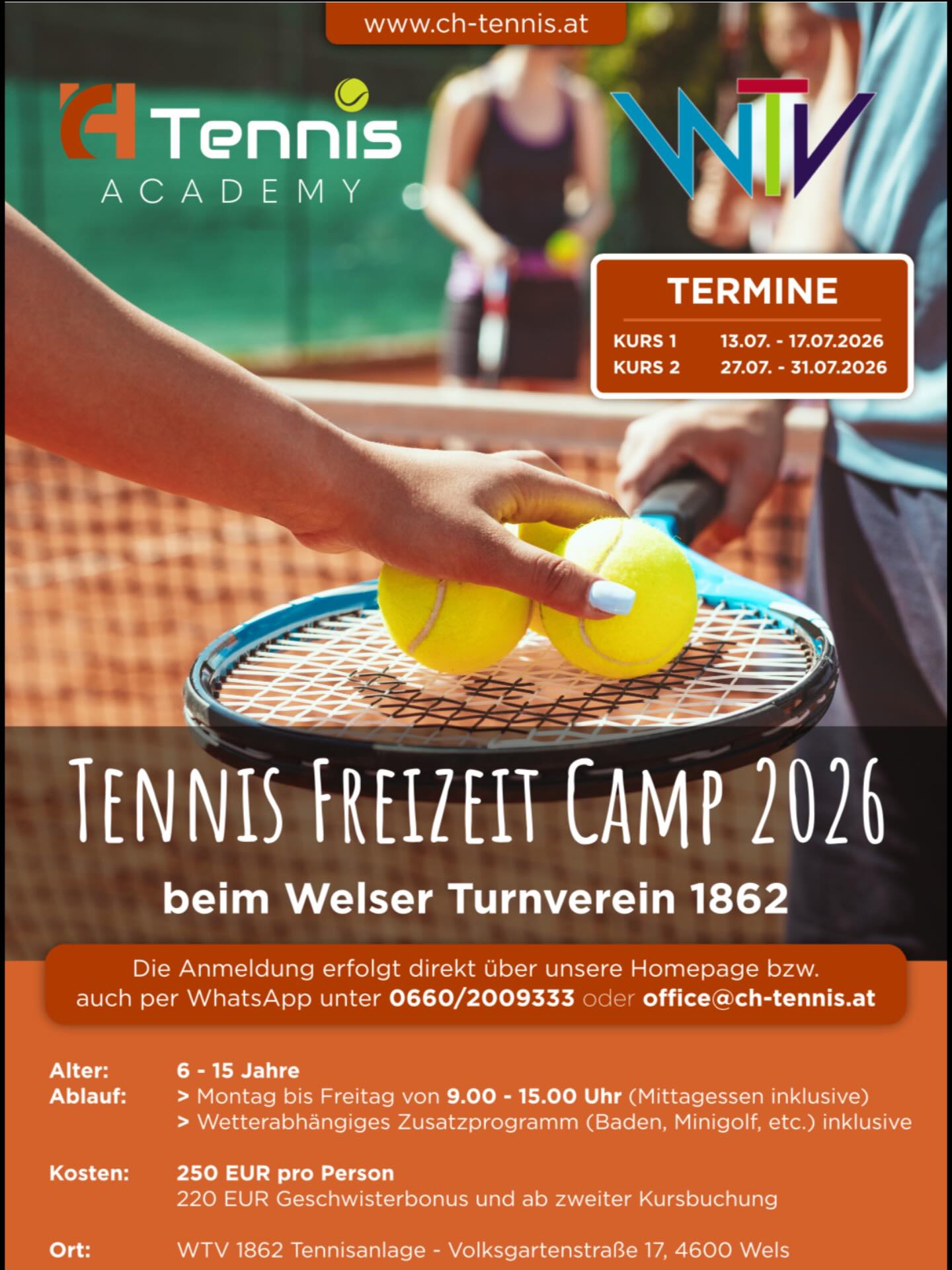 Spiel, Spaß & volle Action auf dem Platz 🎾🔥
Für Anfänger & Fortgeschrittene – jetzt anmelden!
📍Wels
#TennisCamp#kids#tennis#summer #CHTennisAcademy