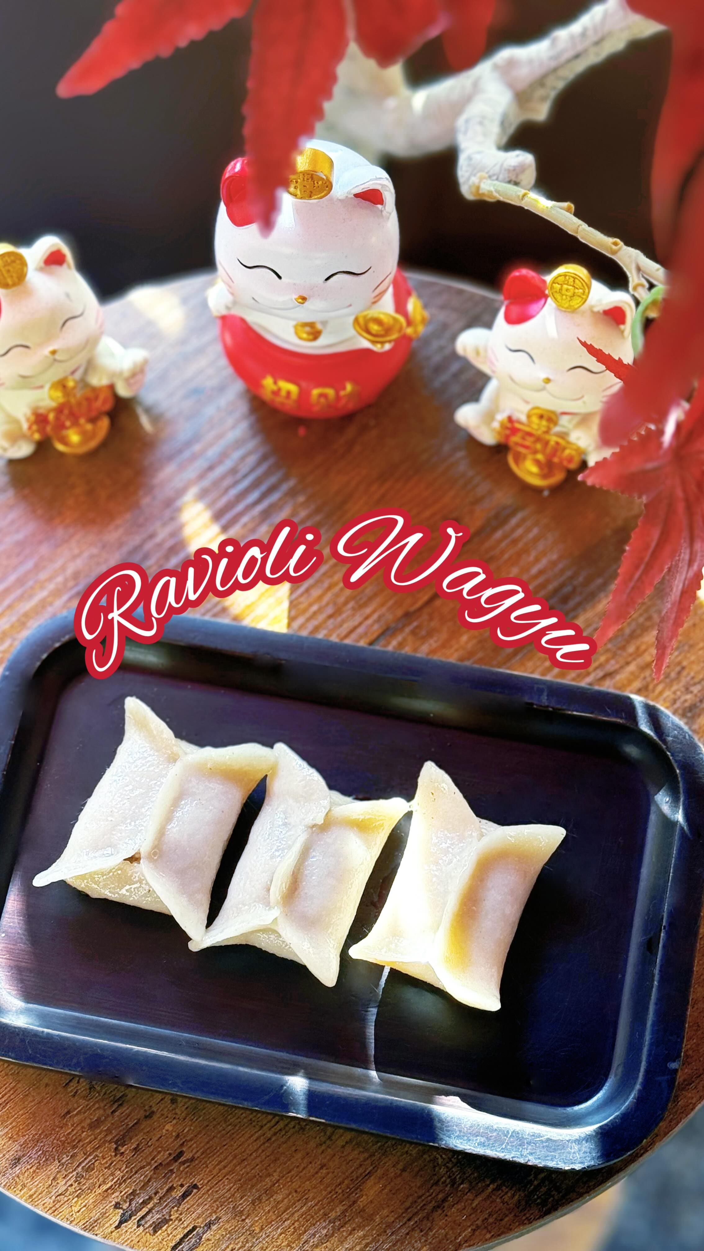 Ravioli Wagyu senza glutine : il lusso della carne più pregiata racchiuso in un capolavoro di pasta fresca.