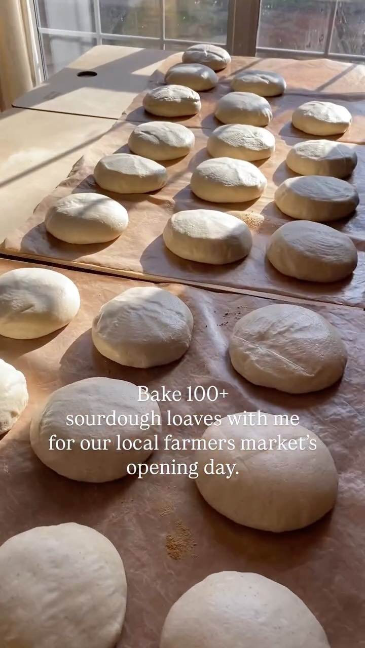 Comment “CLASS” for info about my upcoming sourdough class on March 28th.
It was a full week of prepping for the market, from bulking up 200 grams of starter to 10,800 grams Monday through Wednesday, hand mixing and shaping 72,000 grams of dough (nearly 160 lbs!!!) on Thursday, baking and packaging 100+ loaves on Friday, and waking up before the sun to pack the van and setup at the @kellerfarmersmarket on Saturday.
It took less than 90 minutes for us to completely sell out of both sourdough and our cinnamon maple grass-fed compound butter! 😳 (I truly can never make enough to last a full market.)
I always pray that our labor will not be in vain as we prepare for these markets, and the Lord has certainly blessed our efforts.
It is such a joy to participate in these markets, but as we prepare for the launch of my cookbook, Plain Jane Sourdough, we’ll be shifting away from markets to focus on small batch bakes, sourdough classes, and local promotional events (fun!!).
My cookbook is available for pre-order on Amazon, Barnes & Noble, Target, Walmart, etc. Link in my bio to pre-order!
Soli Deo Gloria.
#plainjanesourdough #sourdough #cottagebakery #microbakery #dfw